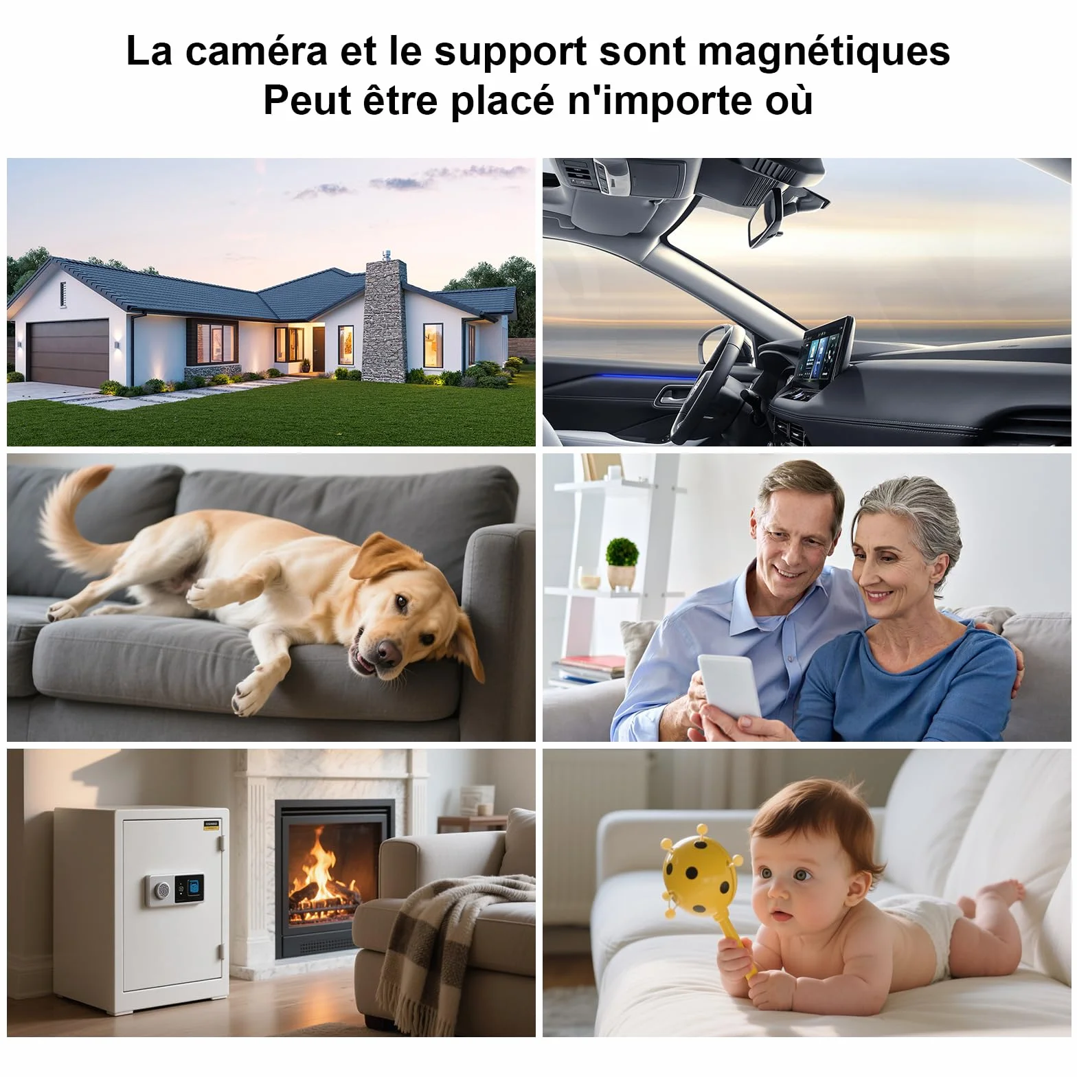 AOBOCAM Camera Espion, Mini Caméra de Surveillance WiFi HD Intérieur/Extérieur, Micro Caméra Bluetooth avec Vision Nocturne, Détection de Mouvement, Enregistrement à Distance