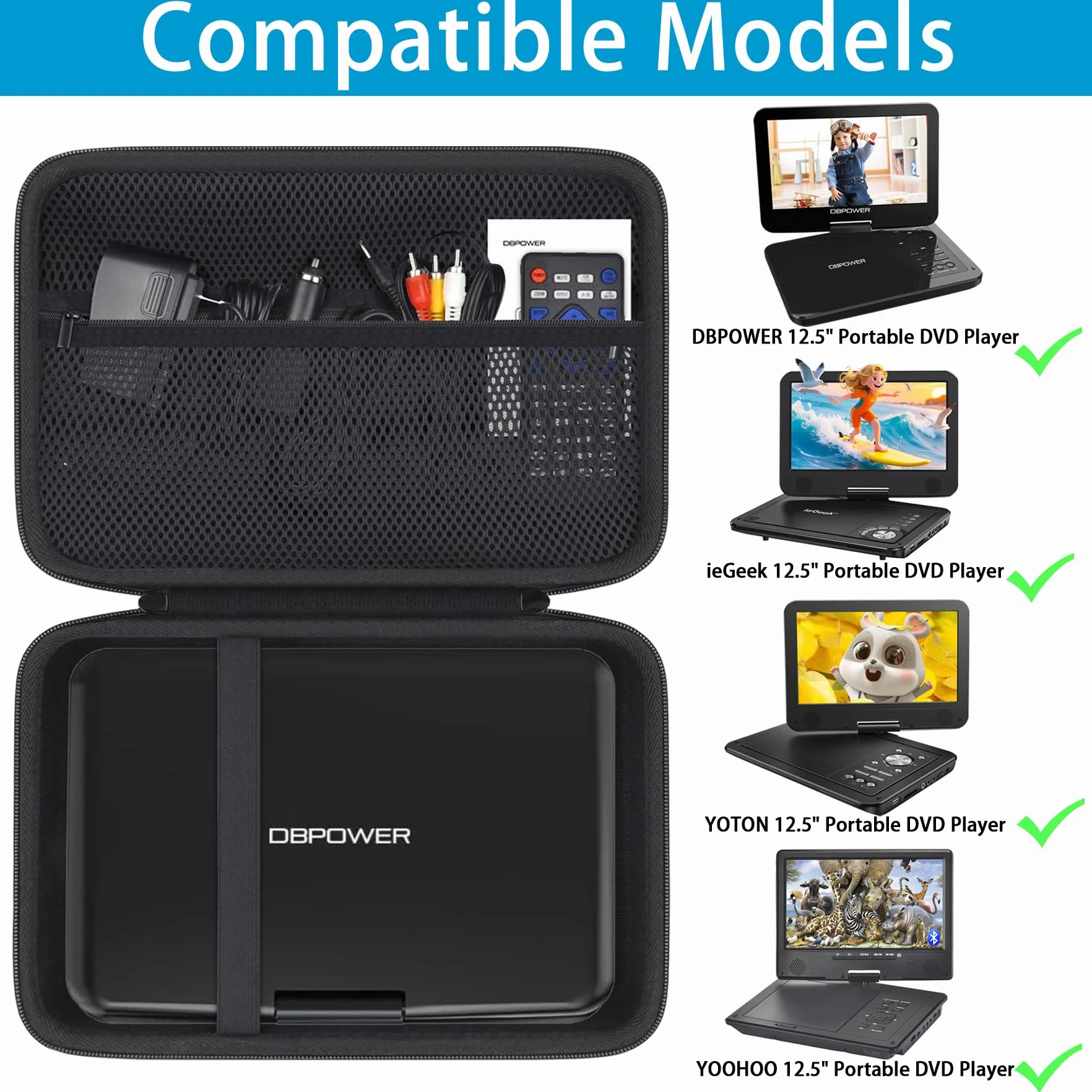 Khanka Etui de Voyage pour Lecteur DVD Portable DBPOWER 10.5 Pouces en EVA Dur Sac de Transport