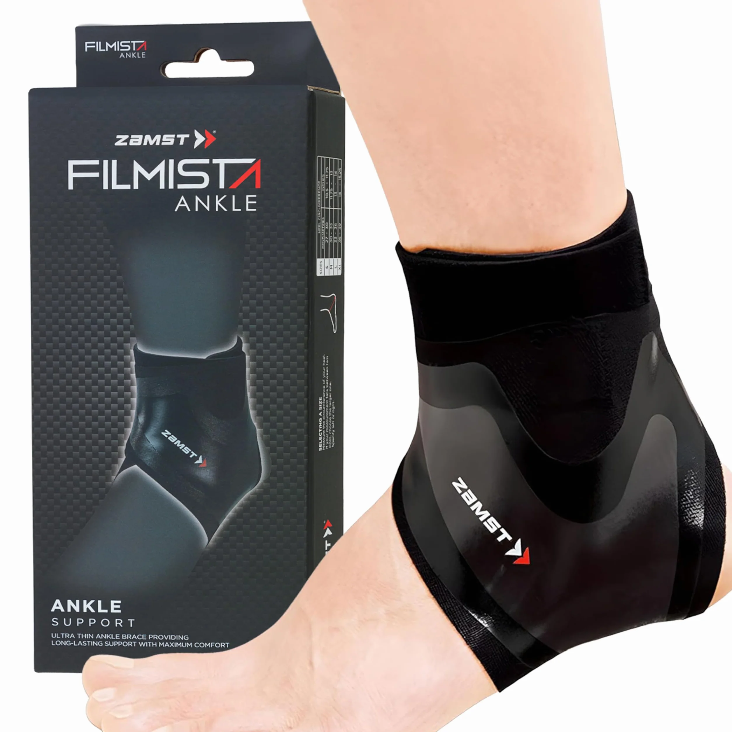 Zamst Filmista Chevillère - Orthèse de Cheville Ultra-Fine pour le Sport, Support Stabilisant - Droit, L
