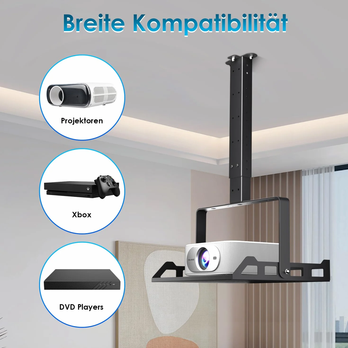 Salange Support Mural Universel pour Vidéoprojecteur, Réglable en Hauteur, Charge Lourde, pour Home Cinéma et Bureau