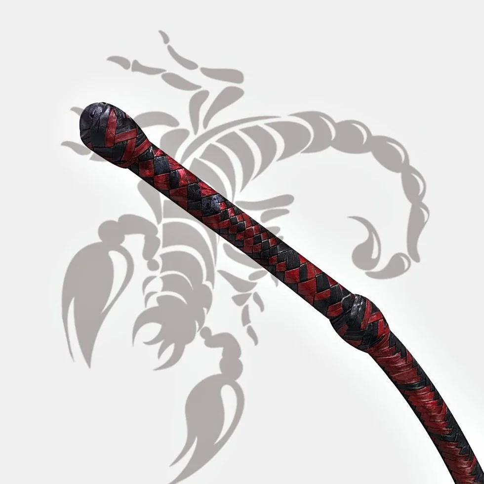 Scorpions Bull Whip Genuine Cow Hide Leather 3-8 Feet 12 Strands Rope Core Equestrian Braided Bullwhip for Cracking Farming