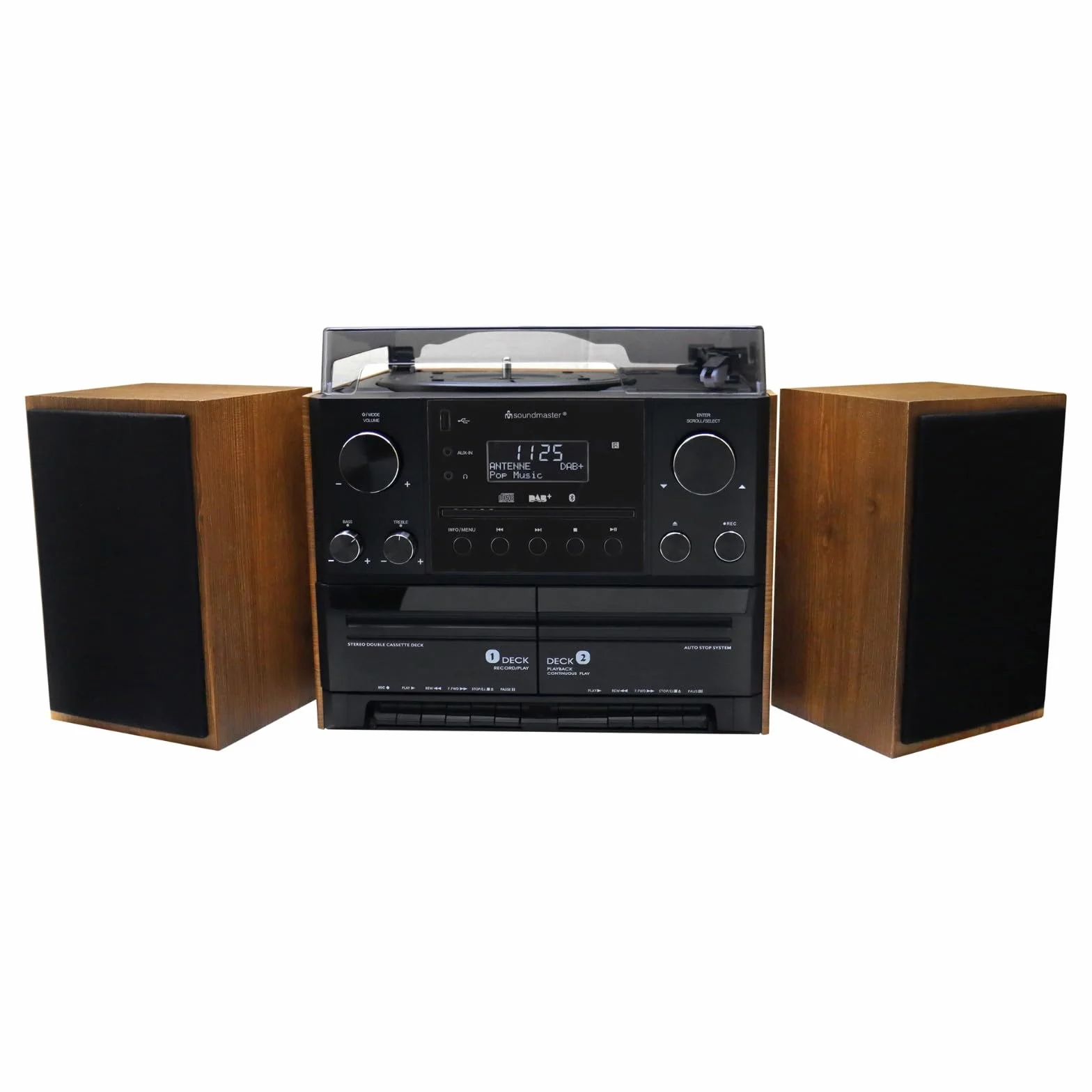 Soundmaster MCD5600BR Chaîne Hi-Fi avec Platine Dab+ Double Cassette Lecteur CD USB MP3 Bluetooth