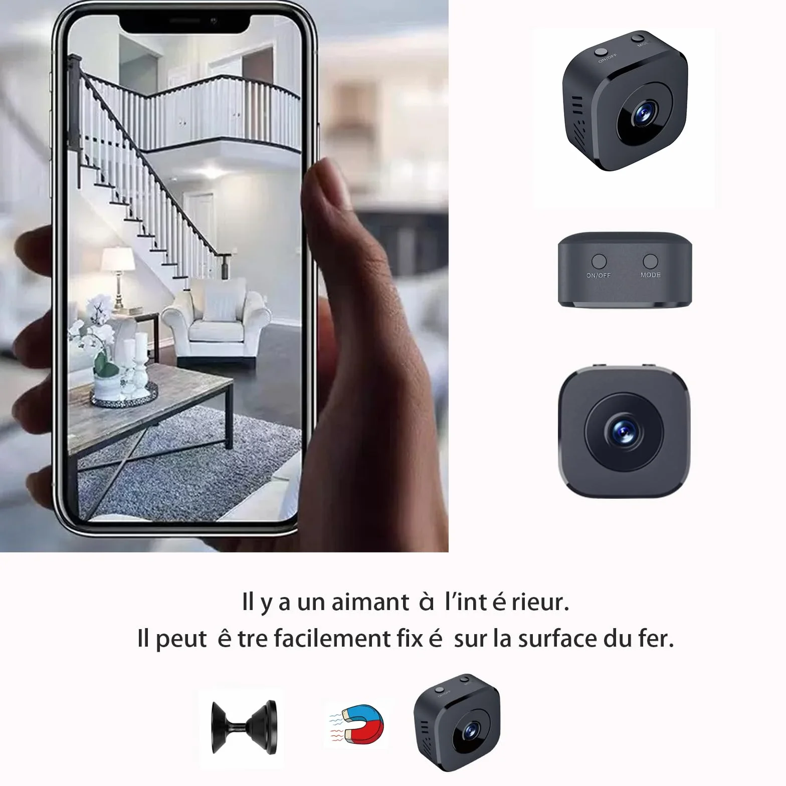 Mini Caméra Espion WiFi sans Fil 1080P Petite Détection de Mouvement Surveillance Invisible 2.4GHz