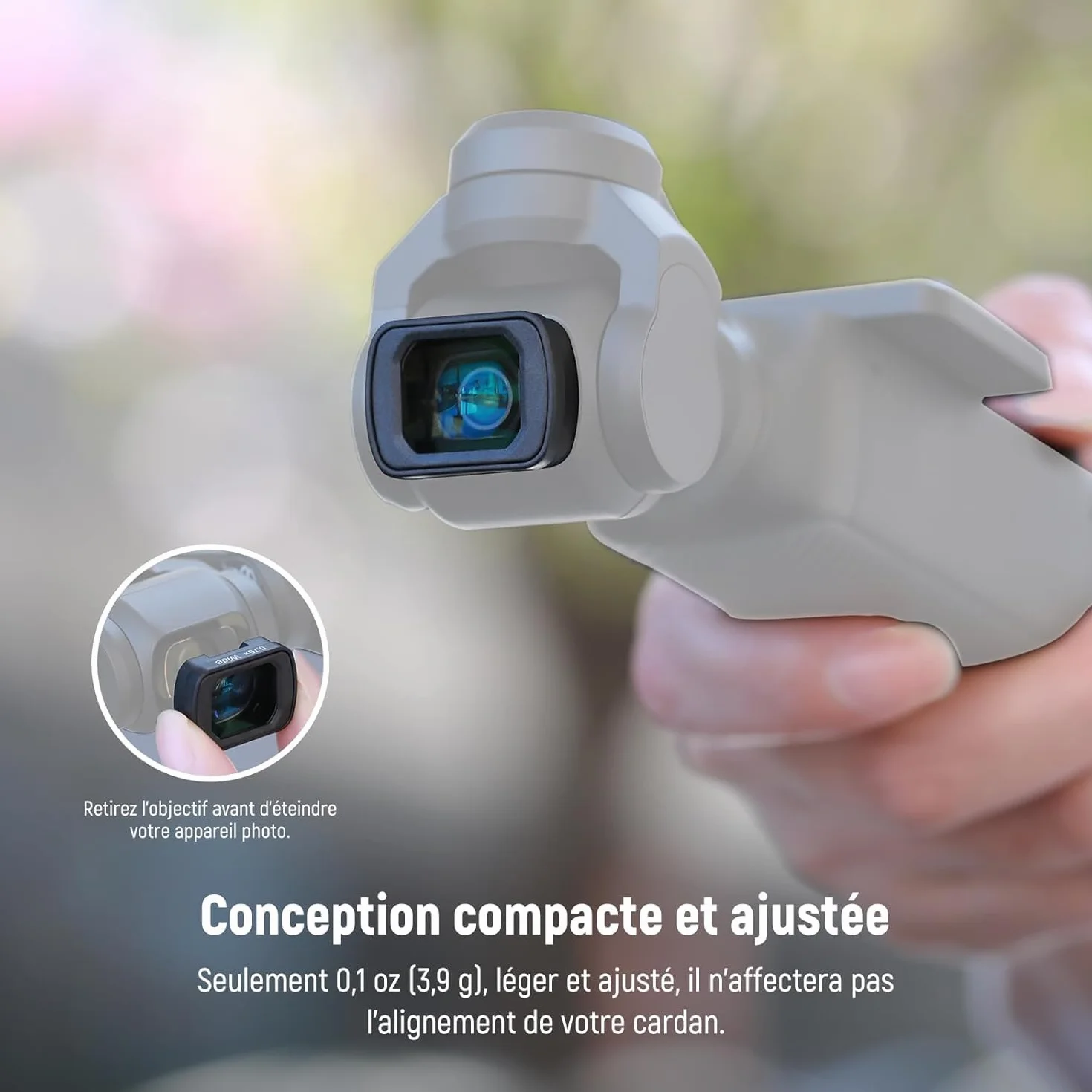 NEEWER Objectif Grand Angle 0,75x Compatible DJI Osmo Pocket 4 3 Xtra Muse Creator Combo, Asphérique Multicouche Magnétique FOV 108° pour Caméra d'Action
