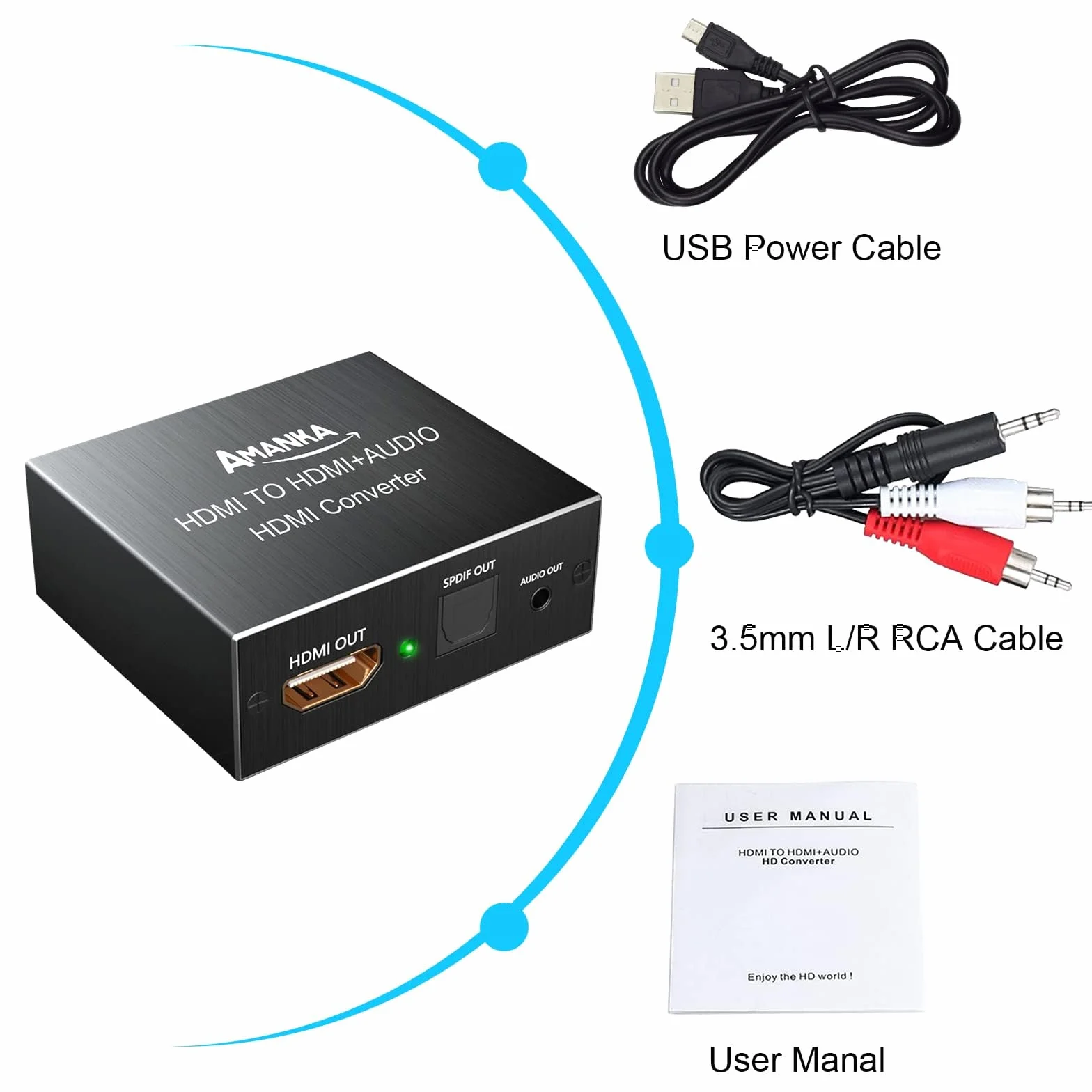 AMANKA HDMI Audio Extractor 4Kx2K, Convertisseur HDMI Optique HDMI pour Xbox PS4 Blu-Ray 3D Aluminum