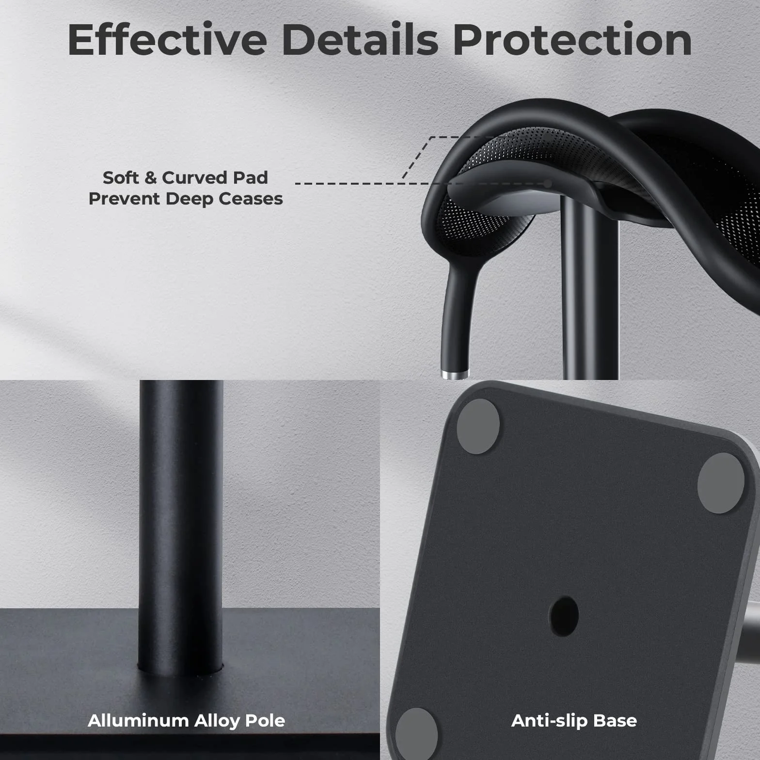 Alyvisun Support Casque [Base lestée et Hauteur Plus élevée], Support pour écouteurs de Bureau Universel pour Tous Les Casques de Jeu/écouteurs de Bureau