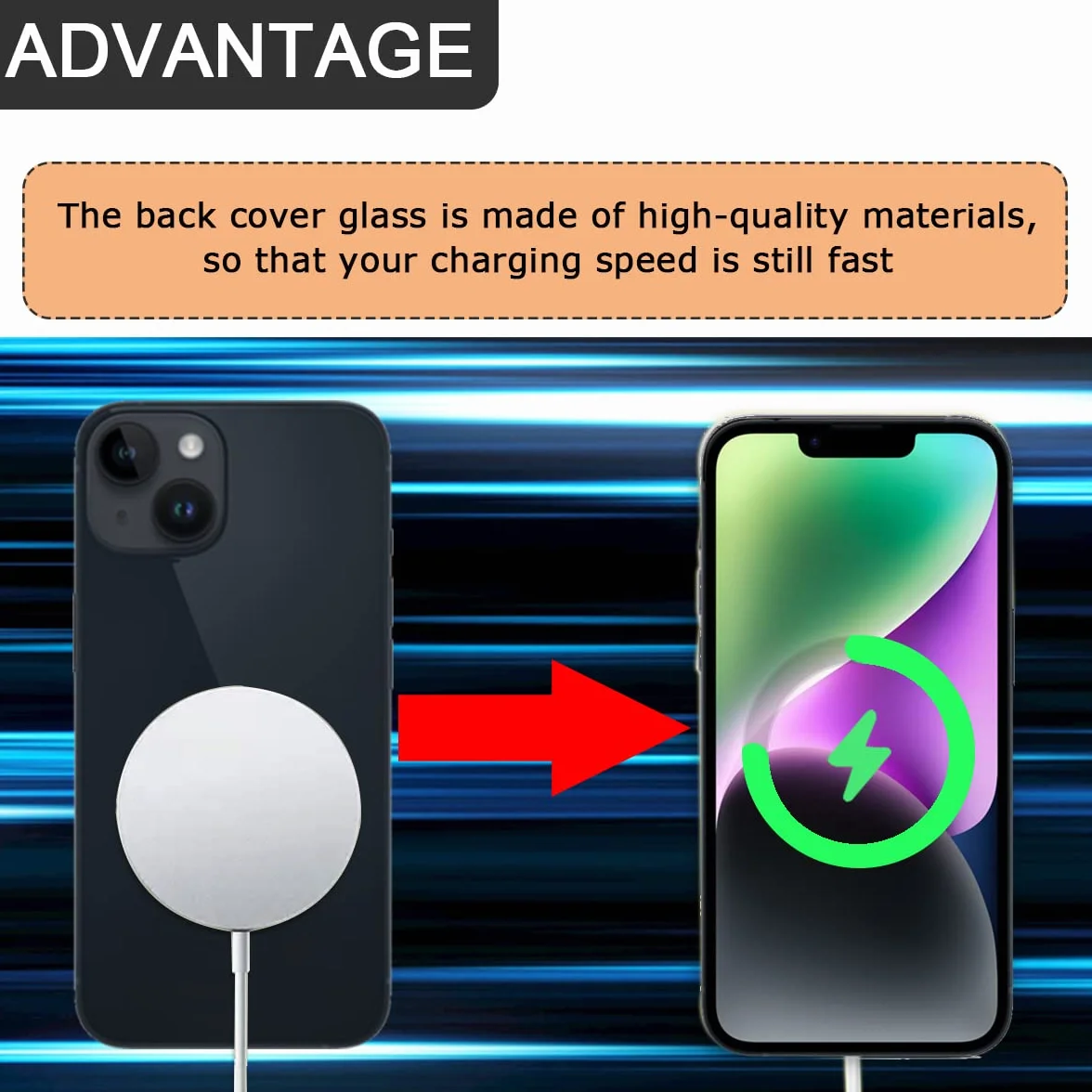 Remplacement de la Couverture arrière (sans Logo) pour iPhone 13, Trousse d'outils de réparation Professionnelle, éhérence et élastiques préinstallés (6,1 Pouces/Minuit)