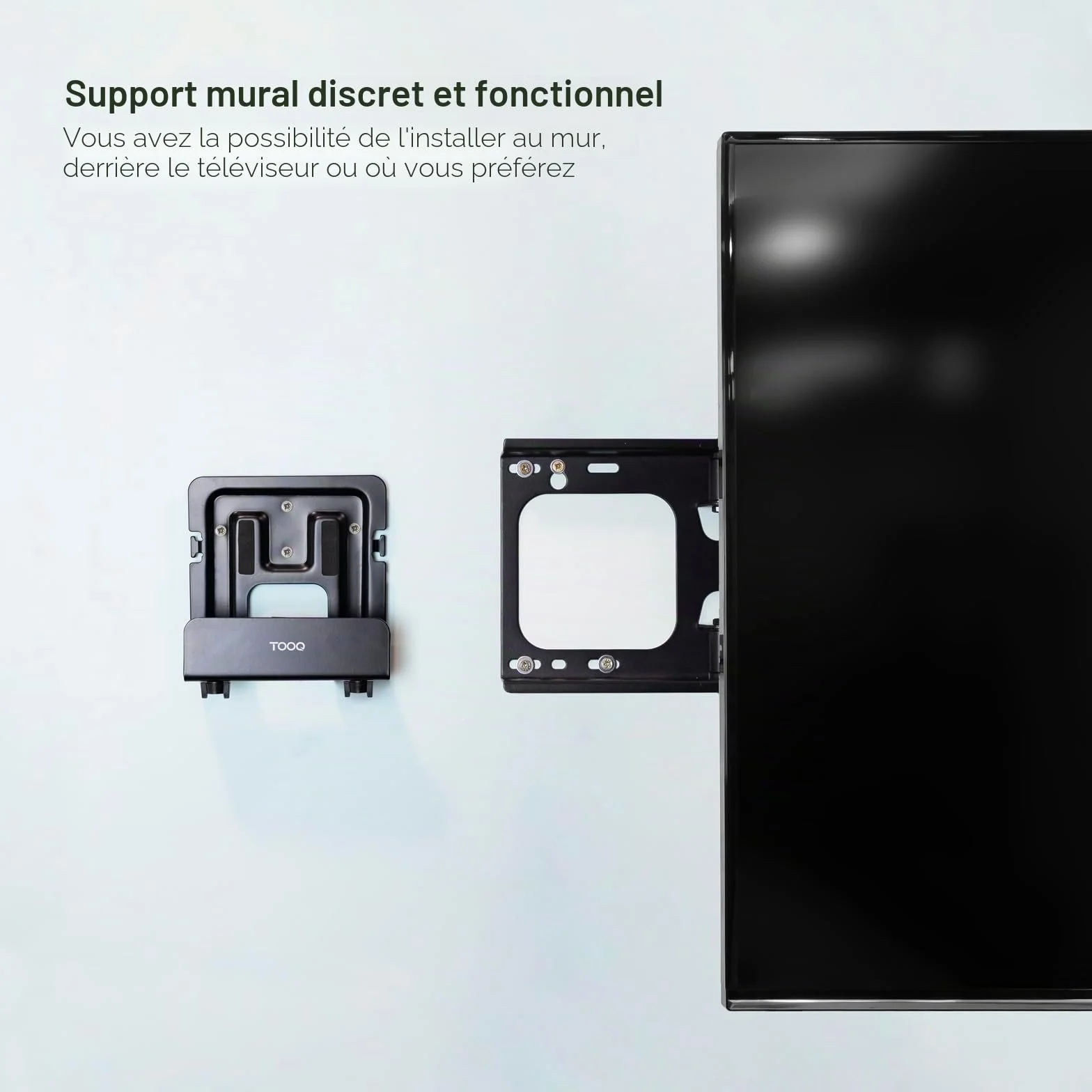 TooQ TQMPM4776 - Support Mural Universel pour Lecteur multimédia, routeur, Mini-PC, Noir