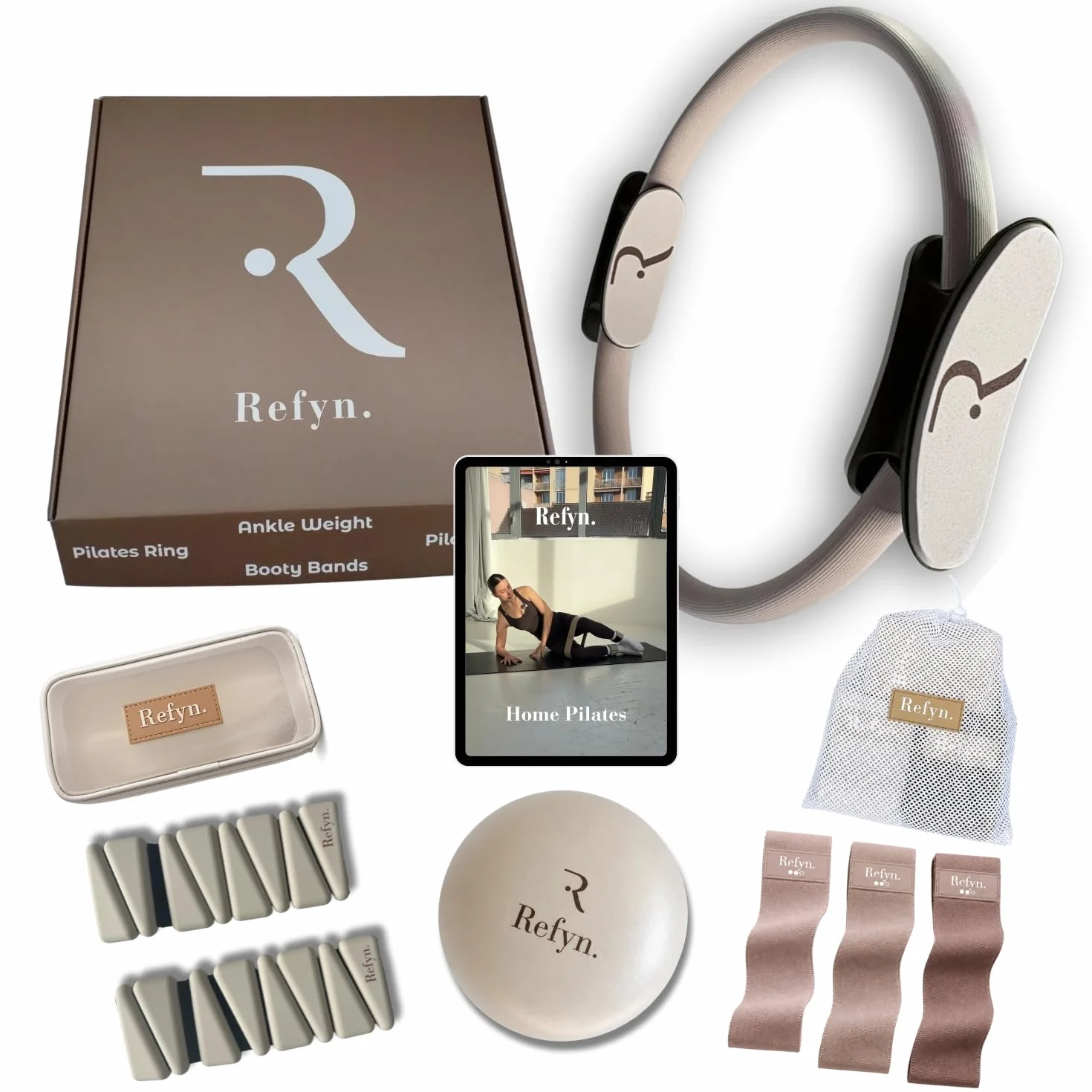 Kit Pilates Maison avec Poids Chevilles, Anneau, Bandes Résistance, Ballon, Cercle - Fitness, Yoga, Musculation
