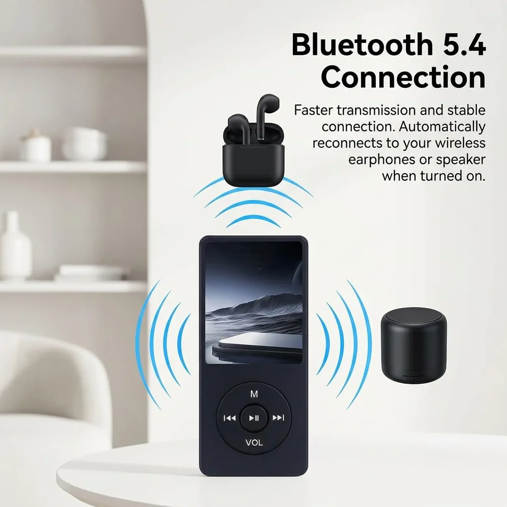32GB MP3 Lecteur de Musique HiFi Portable sans Perte avec Bleu, with 1.8 inch LCD Screen and Memory Card Slot,Max Support 32GB Memory Card,Appareil Multifonctionnel pour Sport et Enfants
