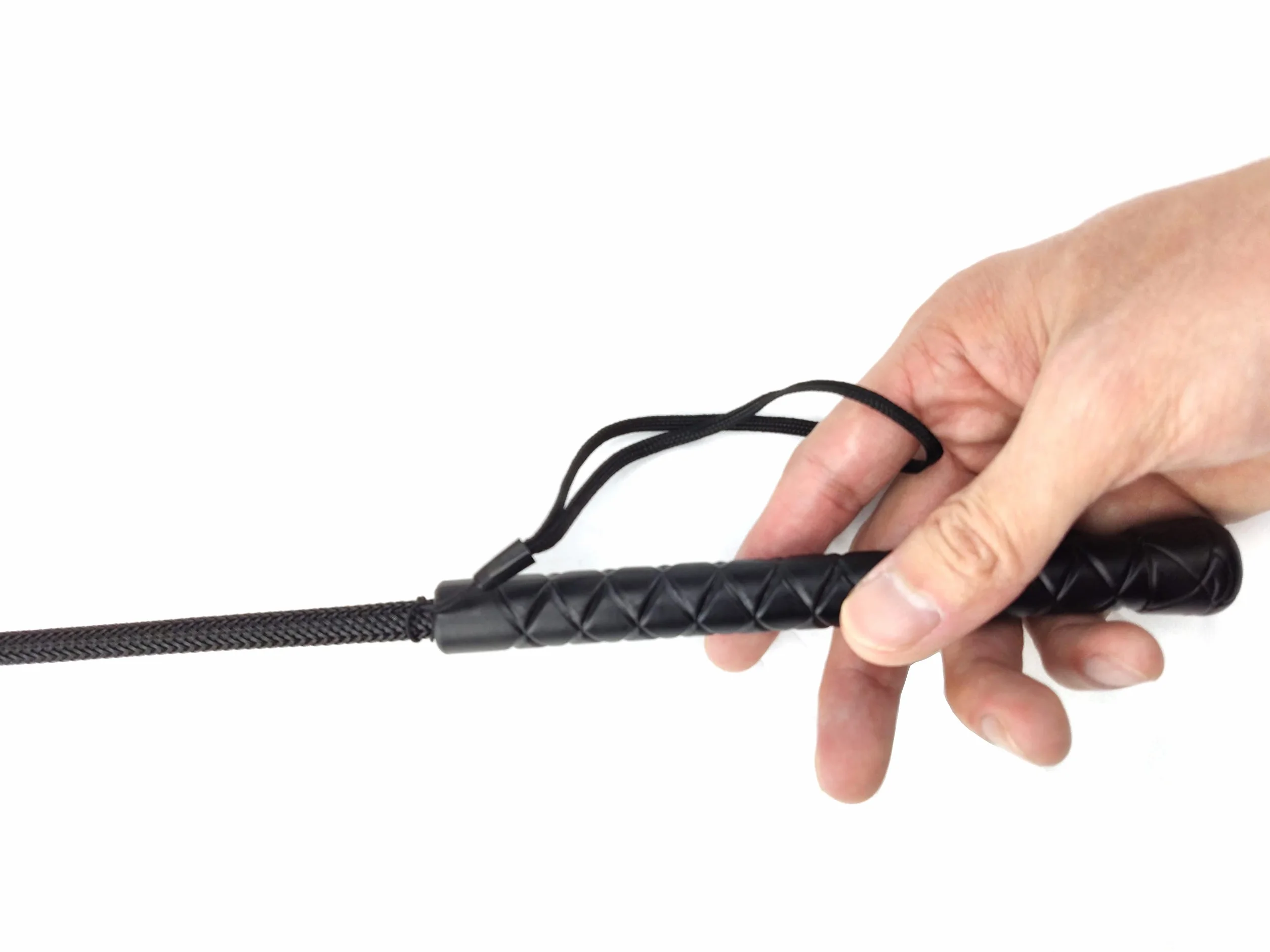 Cravache d'équitation en Cuir 45 cm avec Poignée et Corde de Suspension