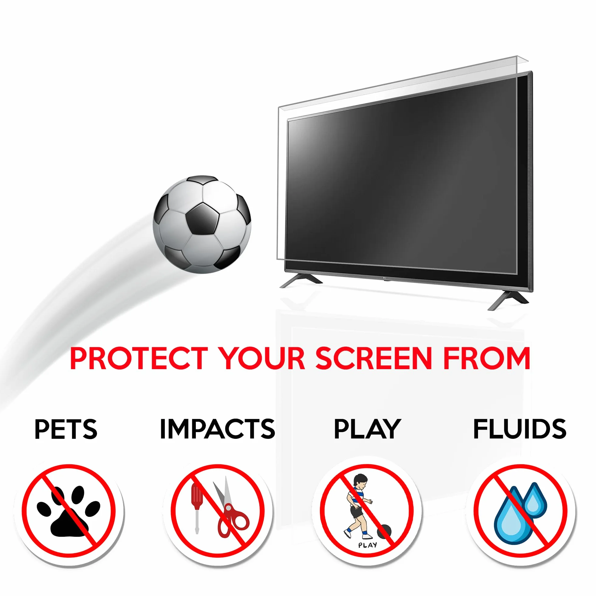 Protection d'écran pour Smart TV 65" anti-chocs transparente