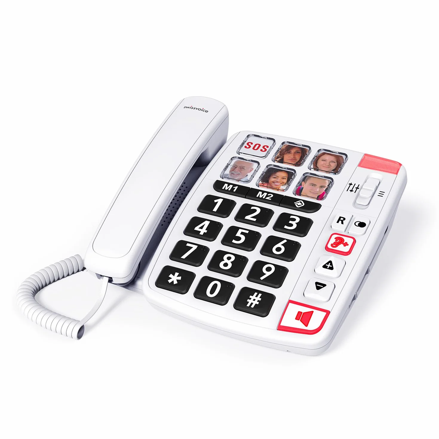 SWISSVOICE Xtra 1110 Téléphone Fixe Filaire Larges Touches Compatible Aides Auditives Blanc