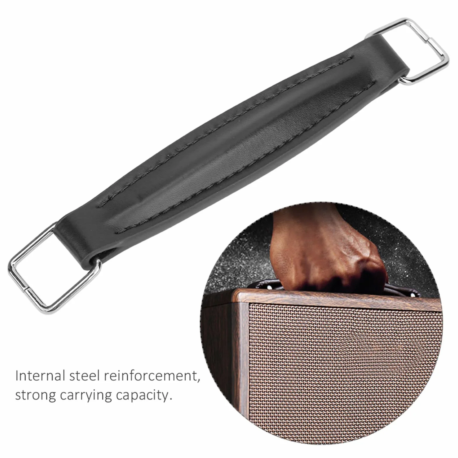 Poignée de Haut parleur de Guitare en cuir PU,Poignée D'amplificateur de Renforcement en Acier Interne pour Haut parleur de Guitare(Noir),Conférencier, autre
