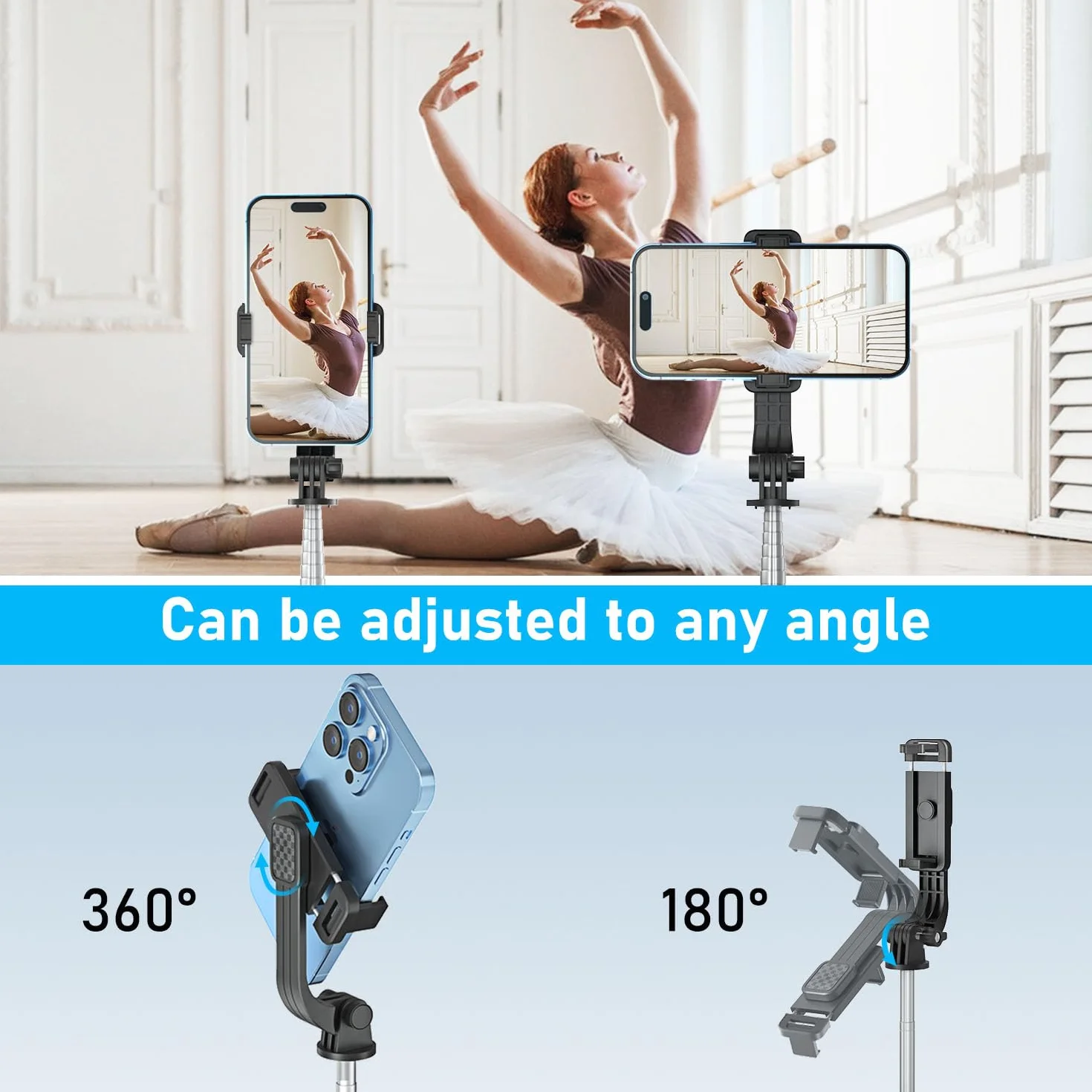 Perche à Selfie,Trépied Smartphone,125CM Extensible Selfie Stick Trépied de Téléphone avec télécommande détachable et trépied Stable,Compatible avec Samsung/iPhone/Huawei