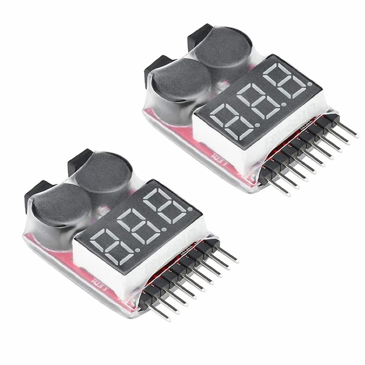 ARCELI RC 1-8s Lipo Testeur de Batterie Moniteur Sonnerie Basse Tension Alarme Vérificateur de Tension avec Indicateur LED pour Lipo Life LiMn Batterie Li-ION (2PCS)