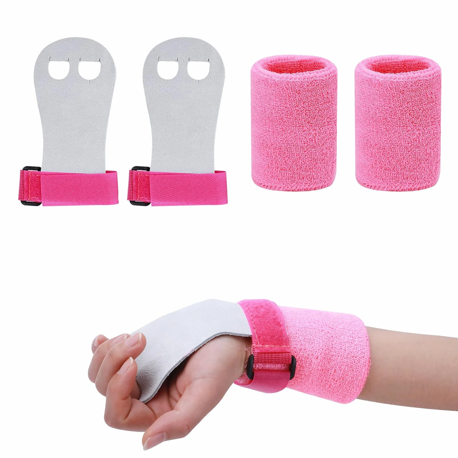 Manique Gymnastique Fille Gants d'Entraînement en Cuir avec Protège-Poignets
