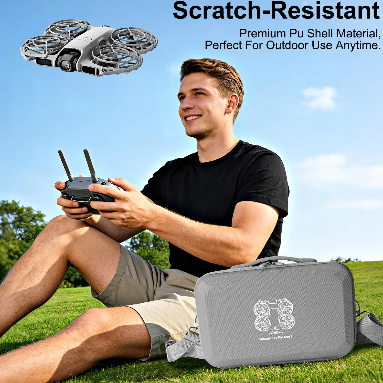 Étui Case pour DJI Neo 2 Sac, Sac Bag Sacoche de Transport Boîte de Voyage Étui de Protection Sac de Rangement Accessoires pour DJI Neo 2, Protection Anti Chute Anti Rayures avec Bandoulière, Valise
