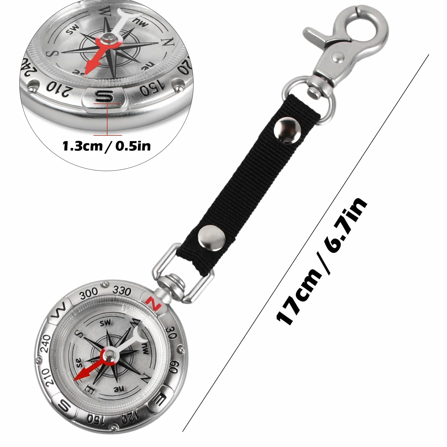 Boussole portable vintage avec mousqueton pour alpinisme randonnée