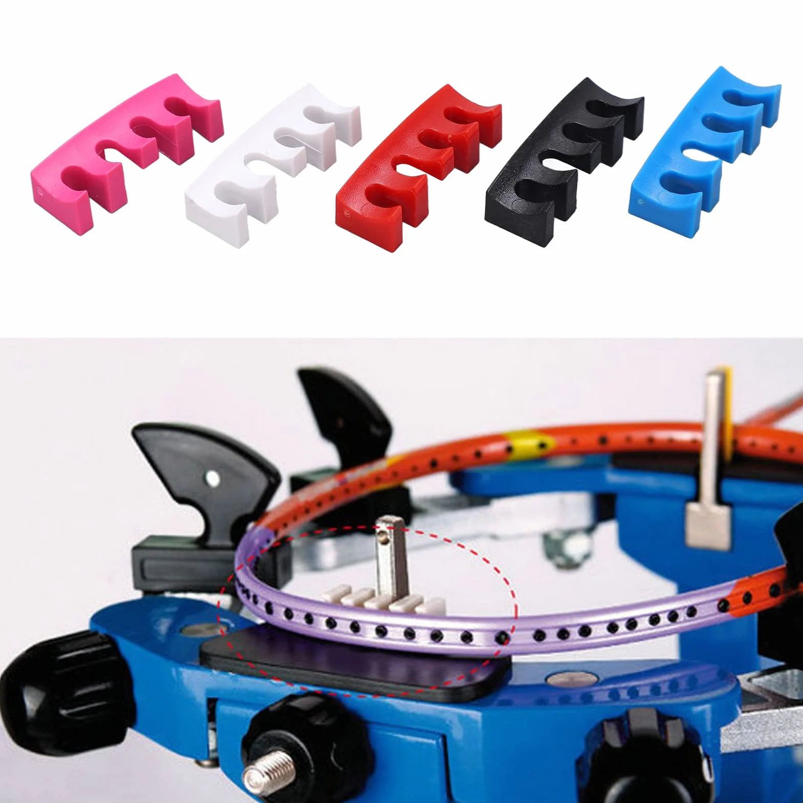 Épandeur de Charge de Raquette de Badminton 5 pièces Adaptateur Protecteur de Chaîne