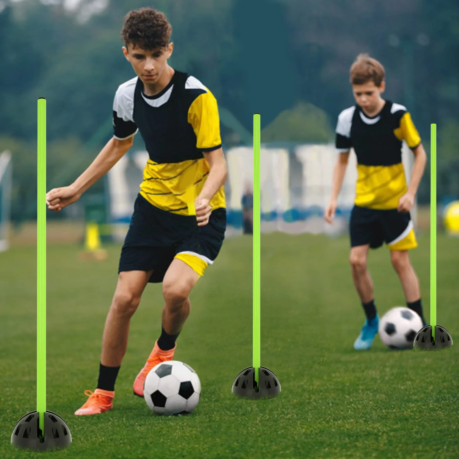 YRHome Kit de barres de saut d'entraînement d'agilité 15x100 cm 10 pieds X 10 clips verts