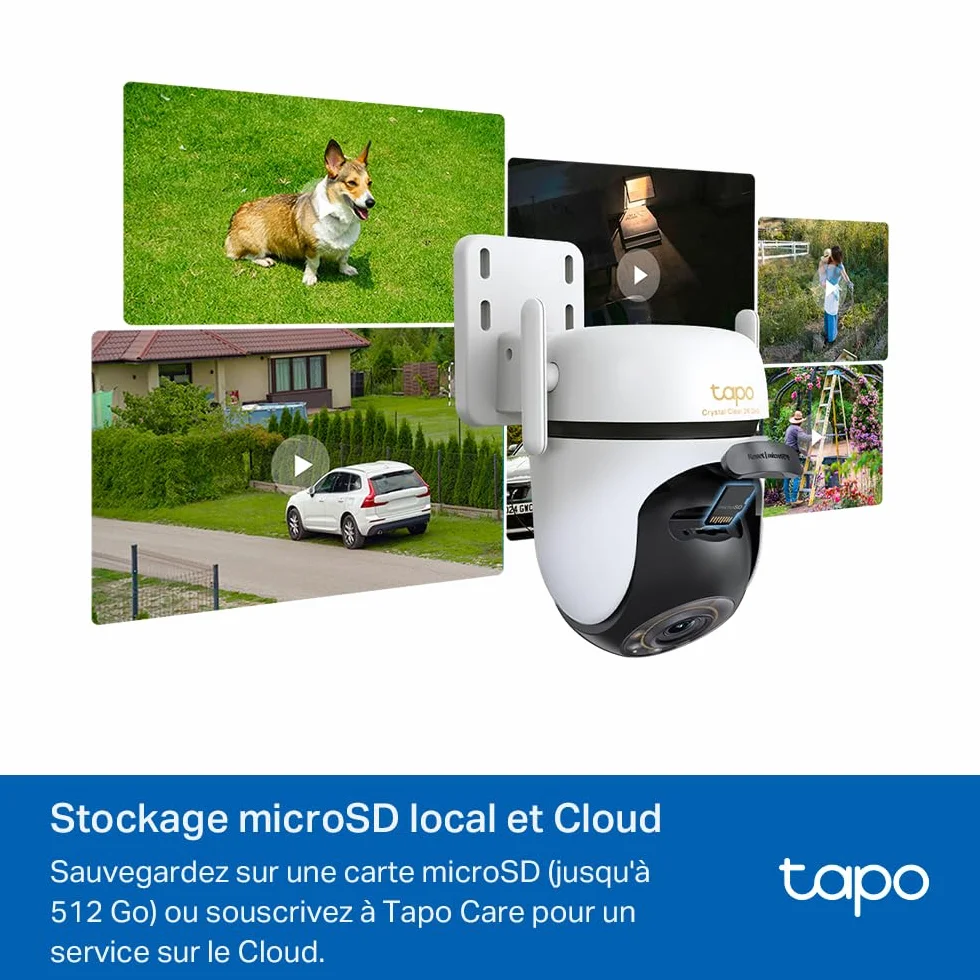 Tapo C530WS Caméra de Surveillance extérieure 360° 3K 5MP Vision Nocturne Couleur Starlight Détection IA Suivi de Mouvement WLAN Ethernet