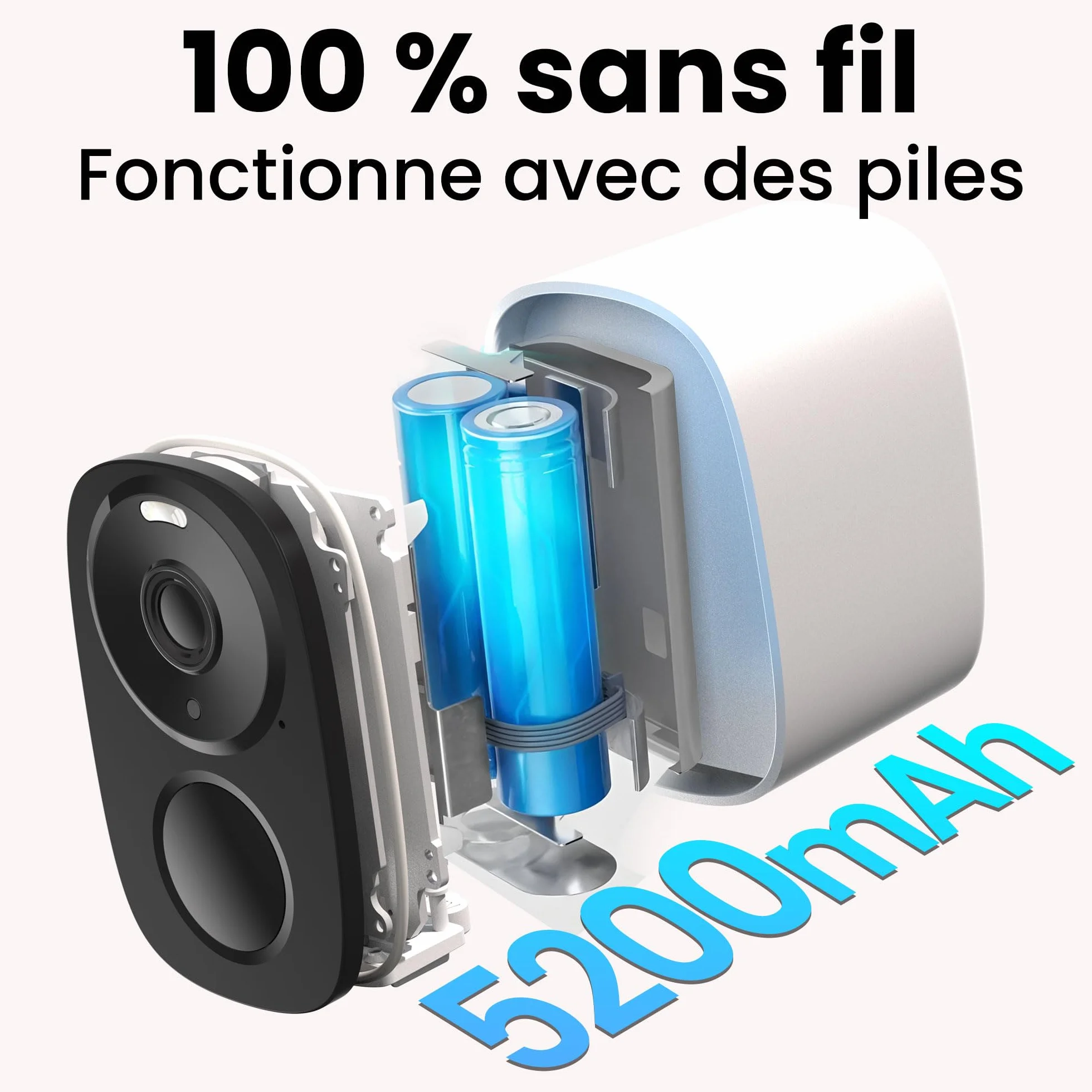 Funstorm 2K/3MP Caméra Surveillance Extérieur sans Fil à Batterie, Double Bande Wi-FI 2.4G/5GHz, Audio Bidirectionnel,Détection de Mouvement, Vision Nocturne en Couleur, IP66, Stockage Cloud Gratuit