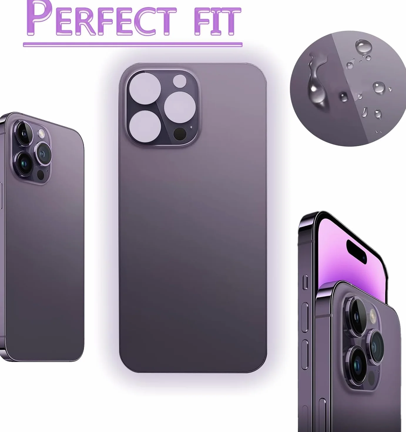 14 Pro Max Verre arrière de Rechange pour iPhone 14 Pro Max 6,7" avec kit d'outils Repar(Violet foncé)