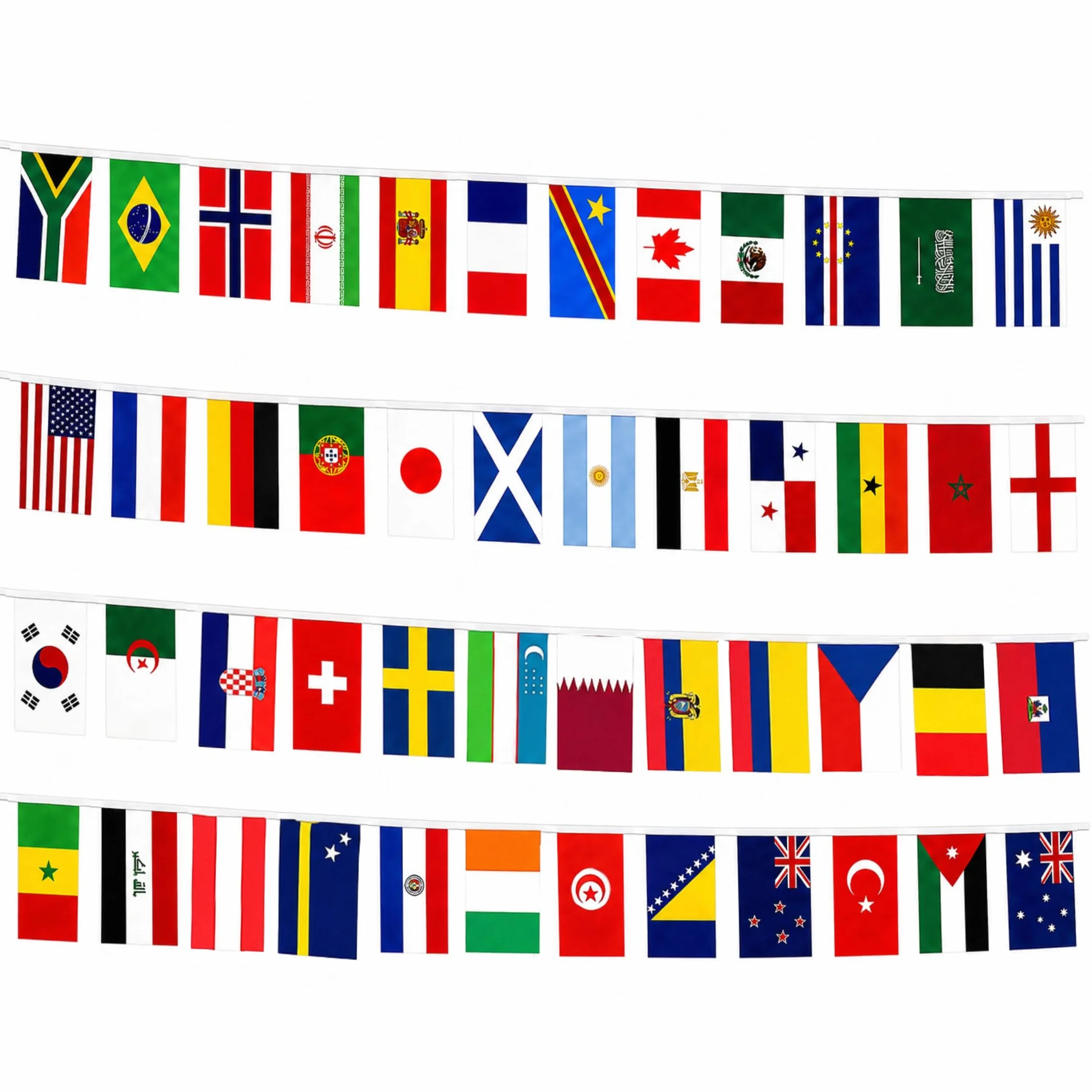 Guirlande Drapeaux Coupe du Monde Football 2026 15m 48 Drapeaux Pays 21x14cm Décoration Supporter