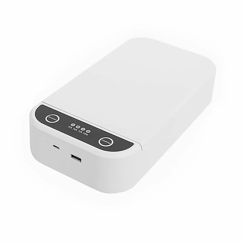 TopHomer Boîte désinfectante à lumière UV, multifonction pour téléphone portable, clés, masque, fonction d'aromathérapie, chargement USB, blanc