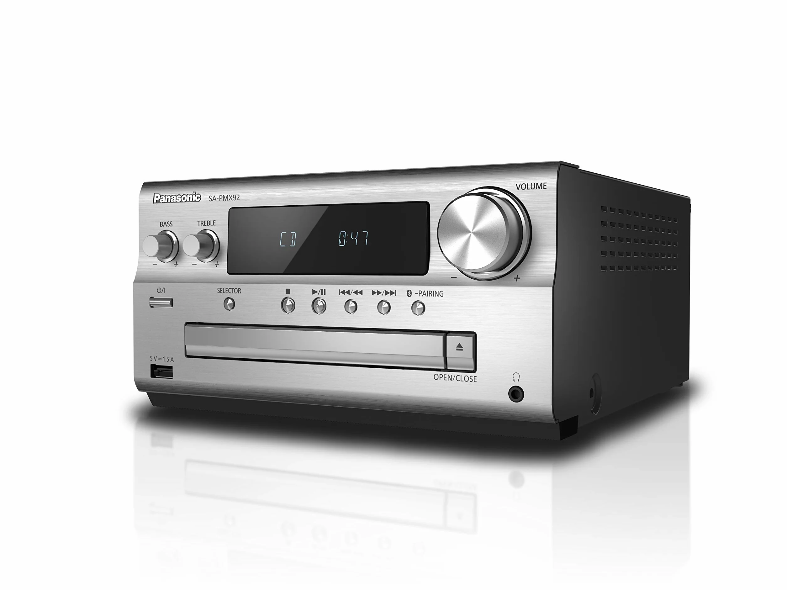Panasonic Micro-chaîne DAB SC-PMX92EG-S 120W Enceinte 3 Voies Audio Haute Résolution DAB+ Bluetooth AUX-in USB DAC Argent - Version Française