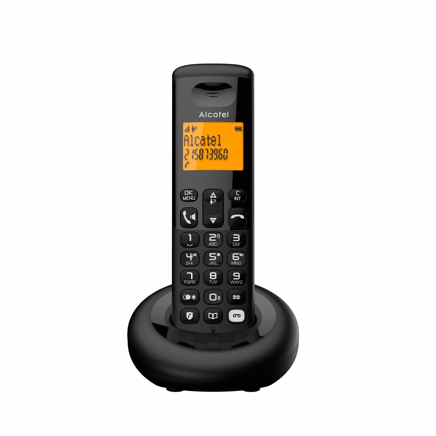 ALCATEL E260 S. Voice Téléphone Fixe sans Fil DECT Répondeur Design Compact Grand Écran Rétroéclairé Mains Libres Blocage des Appels Indésirables Noir