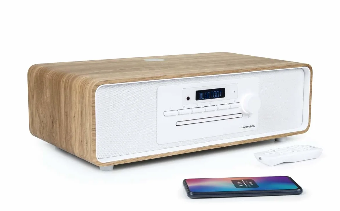 Microchaîne Stereo CD, Radio FM,50 Stations préréglées,USB Bluetooth AUX-in + Chargeur sans Fil et USB THOMSON - MIC301IBT