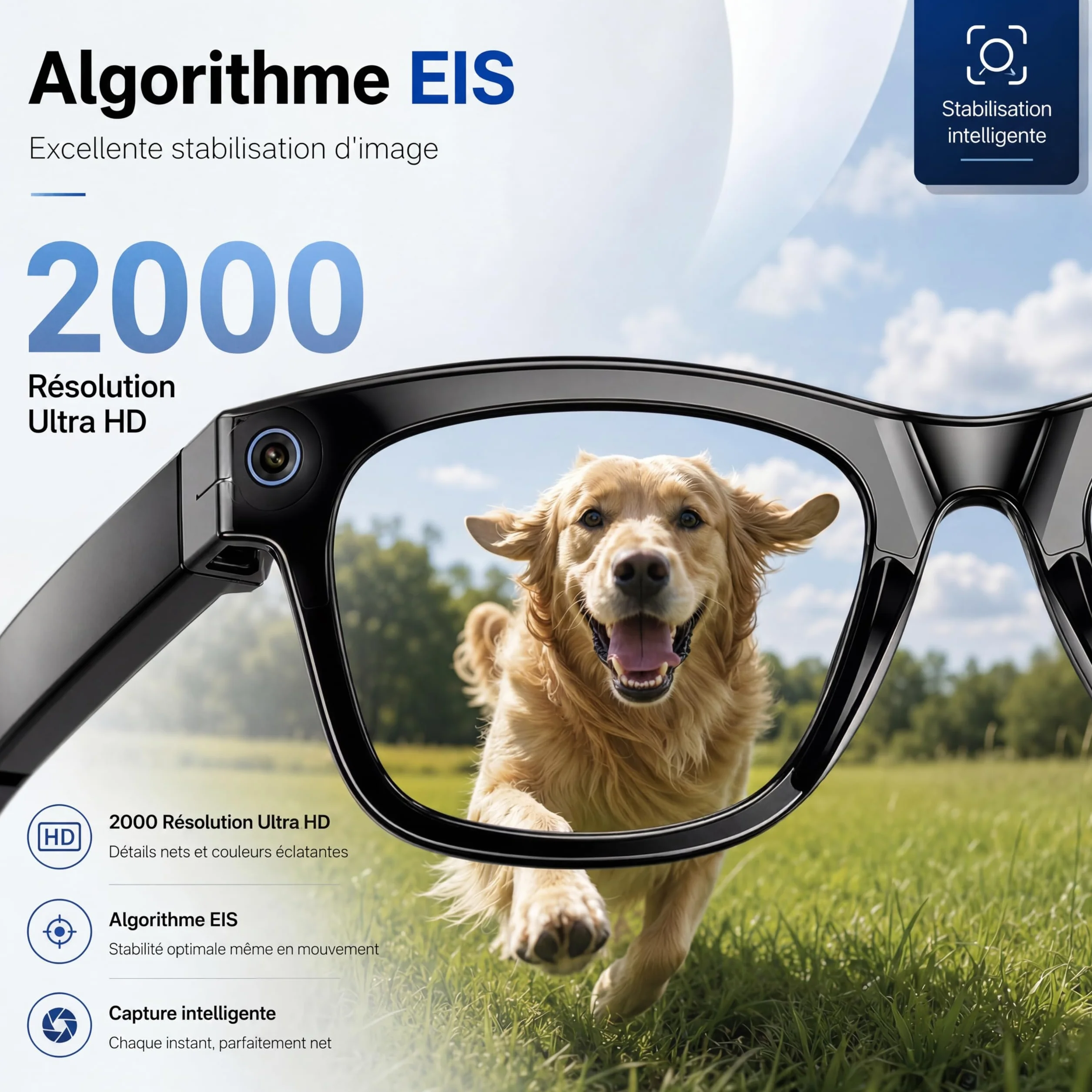 Korons Lunette Connectée Lunettes Connectées avec Assistant Vocal IA Reconnaissance Intelligente Caméra HD Bluetooth Smart Glasses Idéales pour Travail et Voyage (Photochromique)
