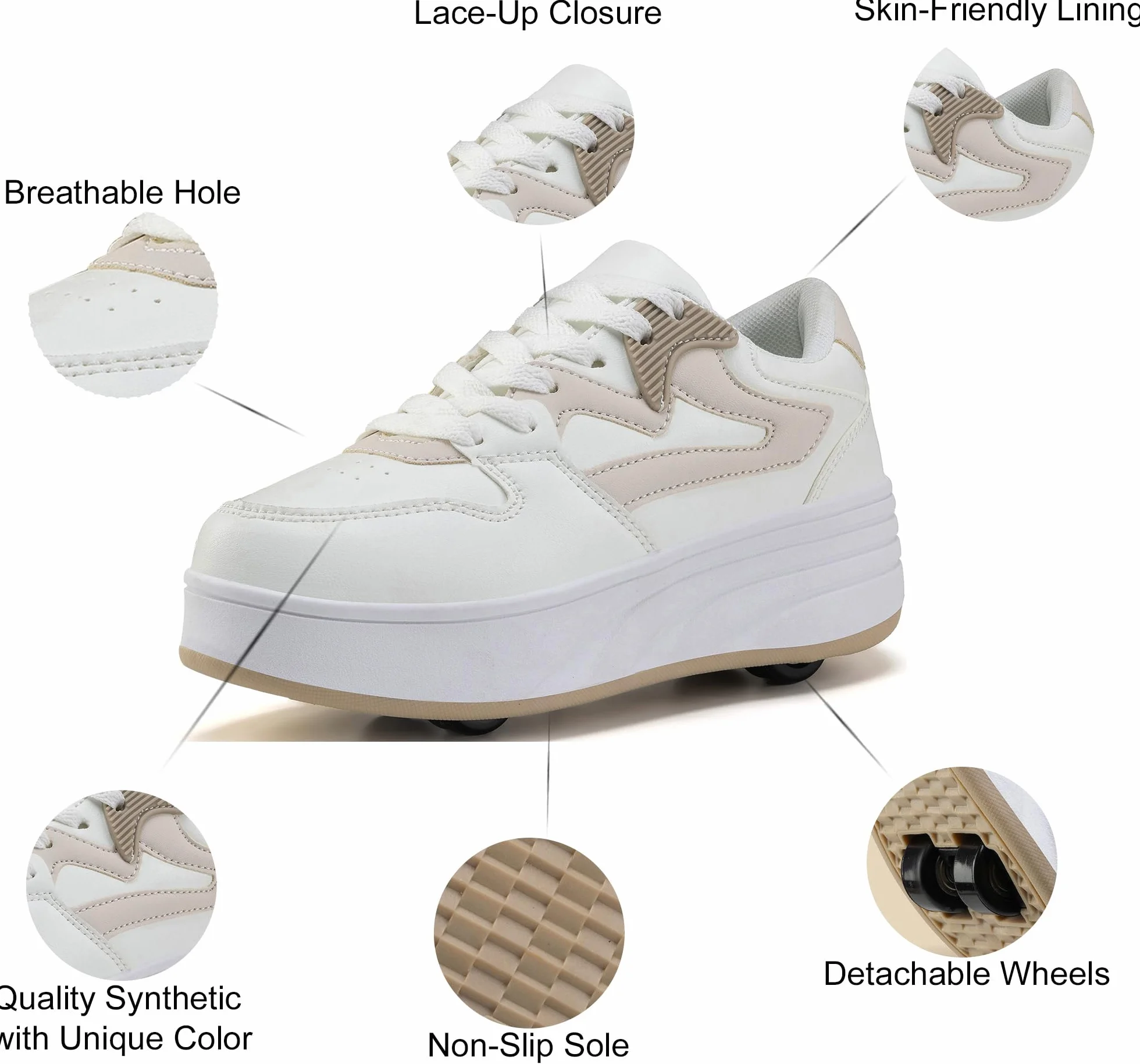 Chaussures de skate à roulettes pour enfants garçons filles baskets roues détachables