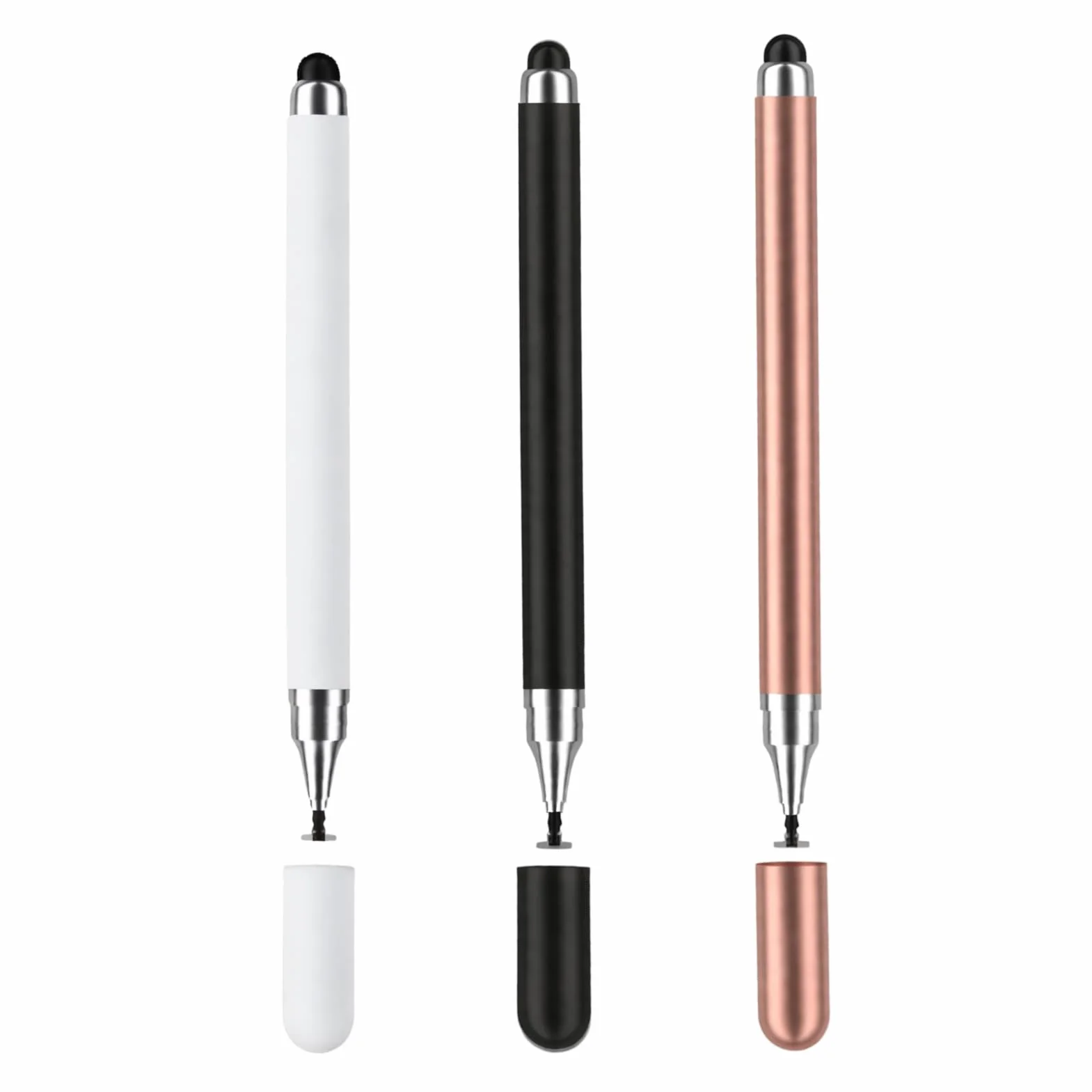 Lot de 3 Stylos Tactiles Universels 2 en 1 pour Smartphones, Tablette, Haute Précision Compatible iPad iPhone Android Samsung