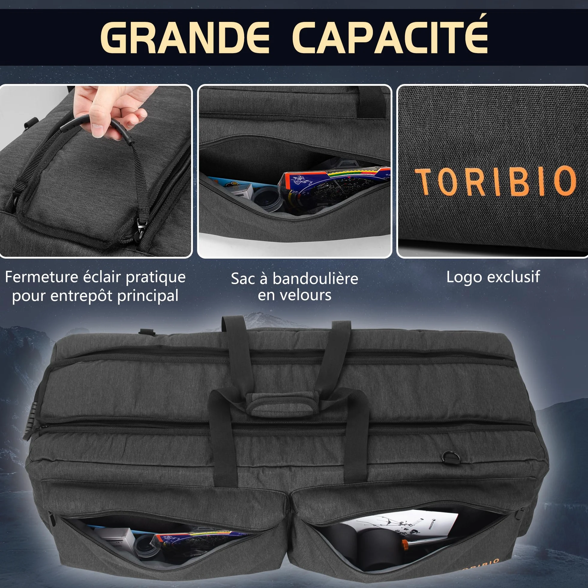 OUUTMEE 76CM Étui Rembourré pour Télescope, Sac de Transport pour Télescope avec Séparateurs Réglables et Poches pour télescopes, Montures, Trépieds et Accessoires (Noir)