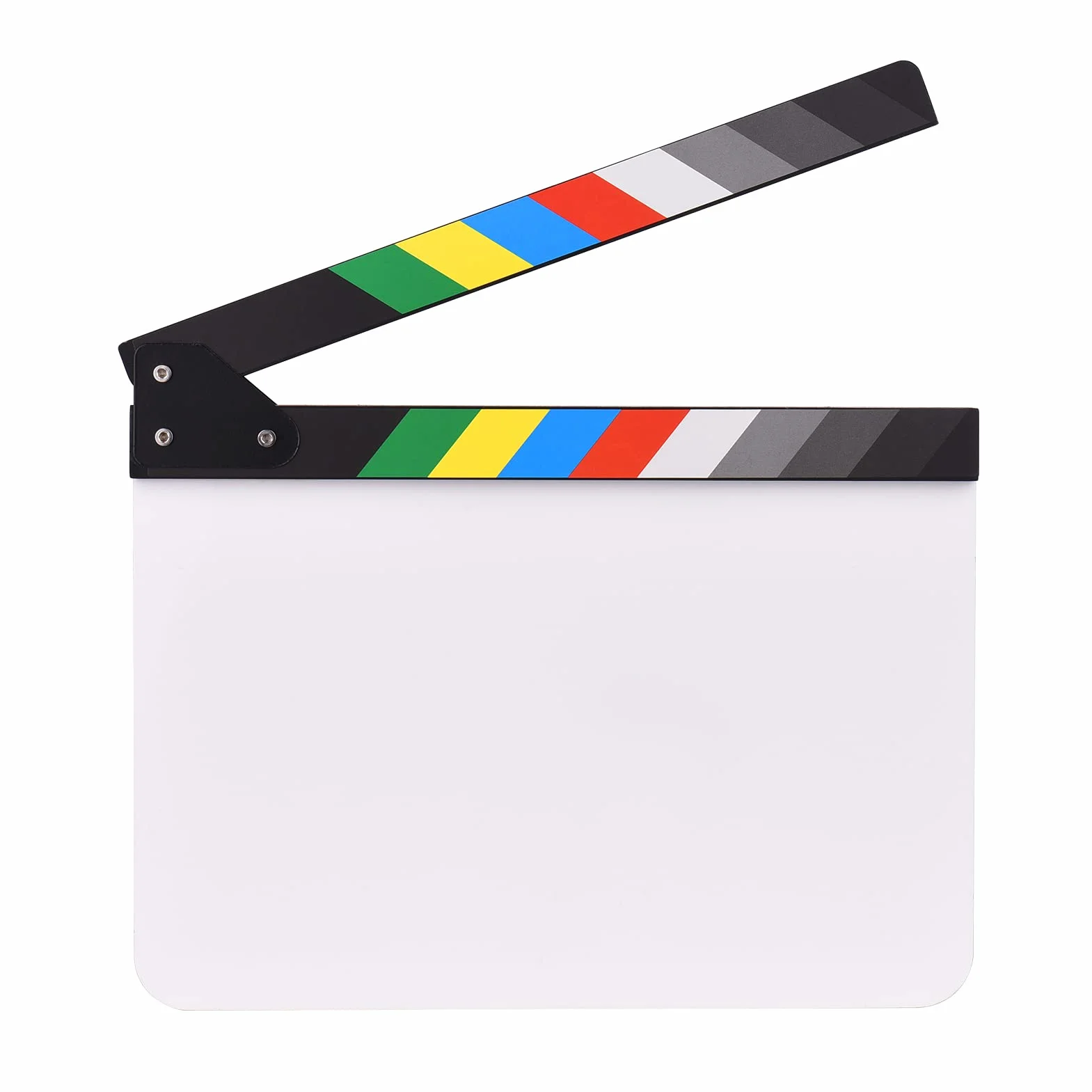 Andoer 30 * 24cm Film Acrylique Clins Directeurs de Cinéma Clapper Board Slate Cut Action Scene Blank Clap Board Effaçable à Sec avec des bâtons Multicolores