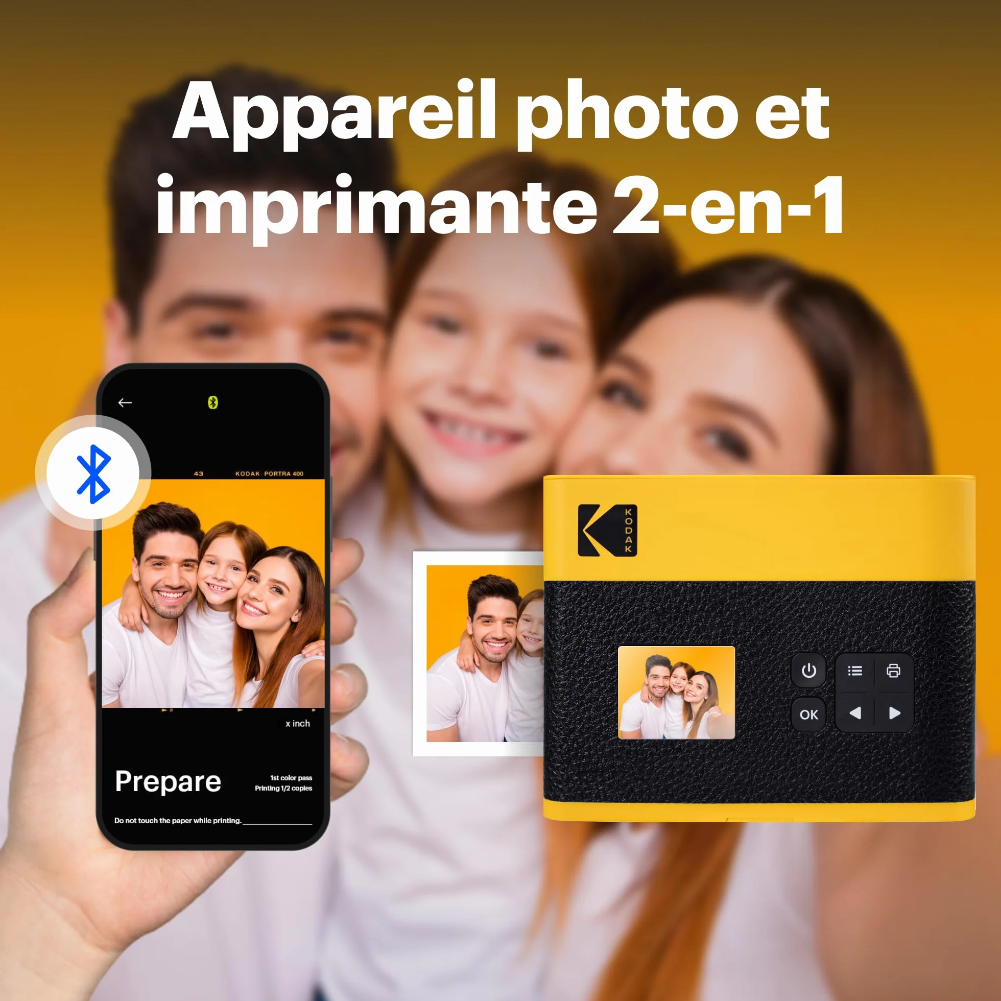 KODAK Mini Shot 3 Era 4PASS 2-in-1 Appareil Photo Instantané et Imprimante Photo Portable (7,6x7,6cm) Appareil Photo + Paquet avec 38 Feuilles, Noir