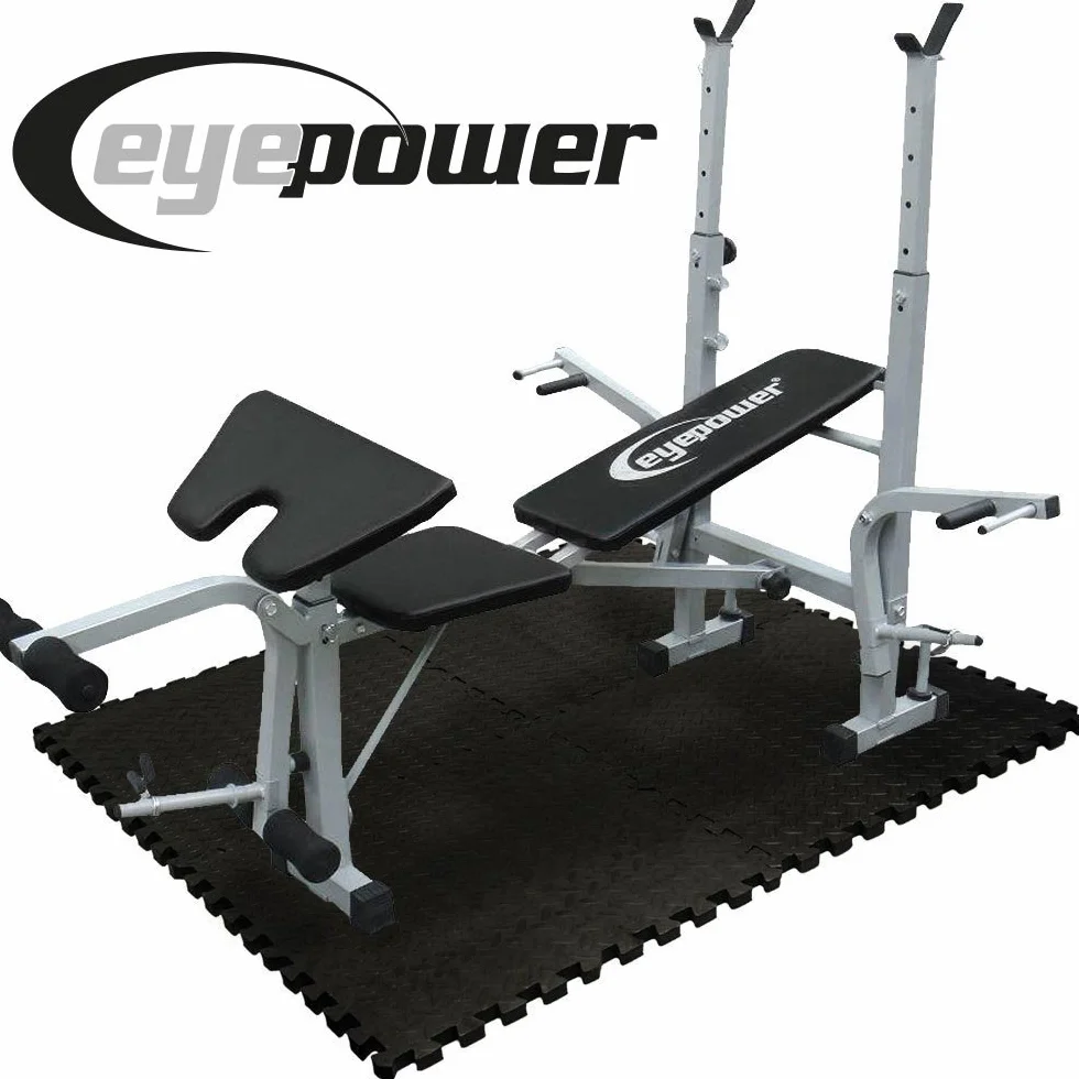 EYEPOWER Tapis Puzzle Fitness Sol Mousse EVA 4 Fragments 8 Cadres 1,59qm Noir