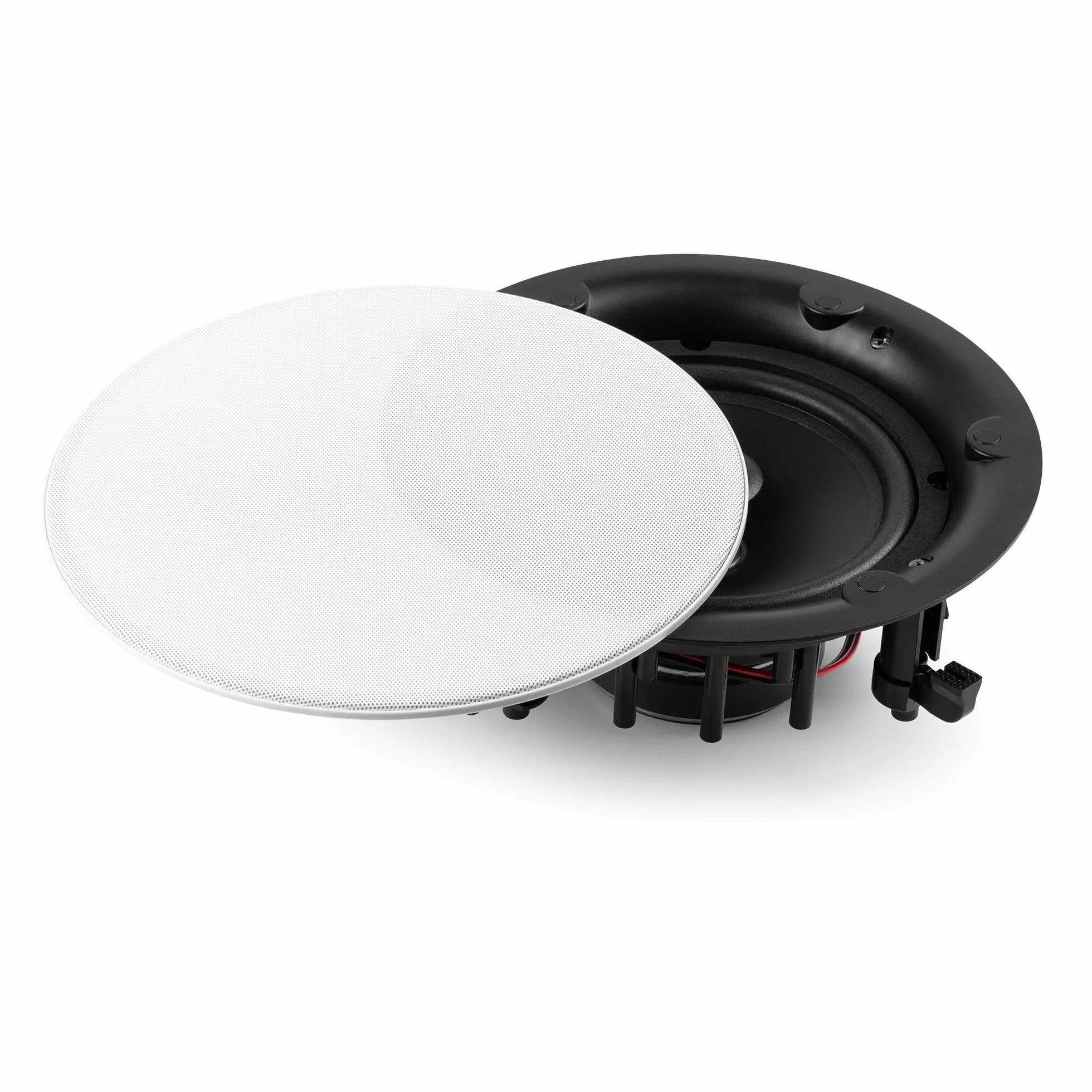 Power Dynamics Powerline B50BSet Amplificateur Mural Stéréo 2x25W Noir avec 2 Enceintes de Plafond 6,5" Blanches, Installation Discrète, Idéale Maison et Pro