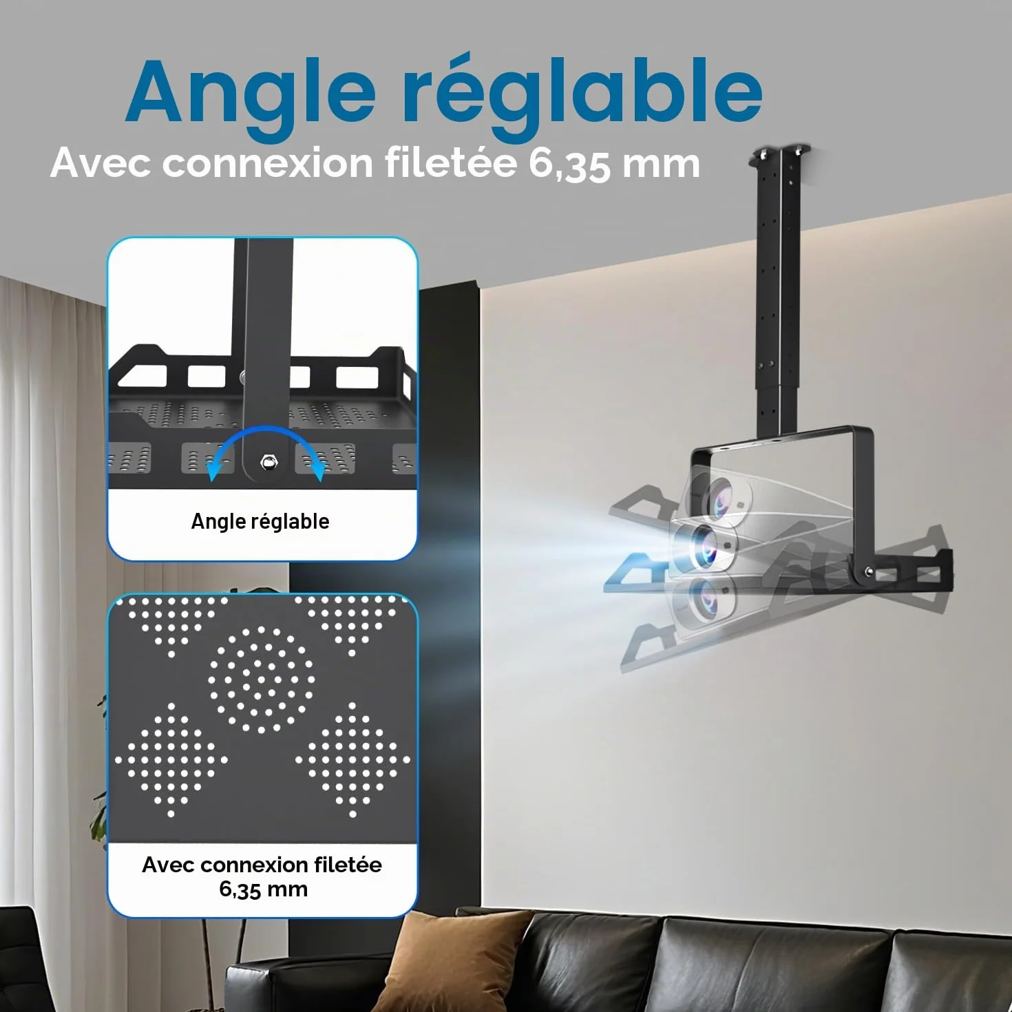 Salange Support Mural Universel pour Vidéoprojecteur, Réglable en Hauteur, Charge Lourde, pour Home Cinéma et Bureau