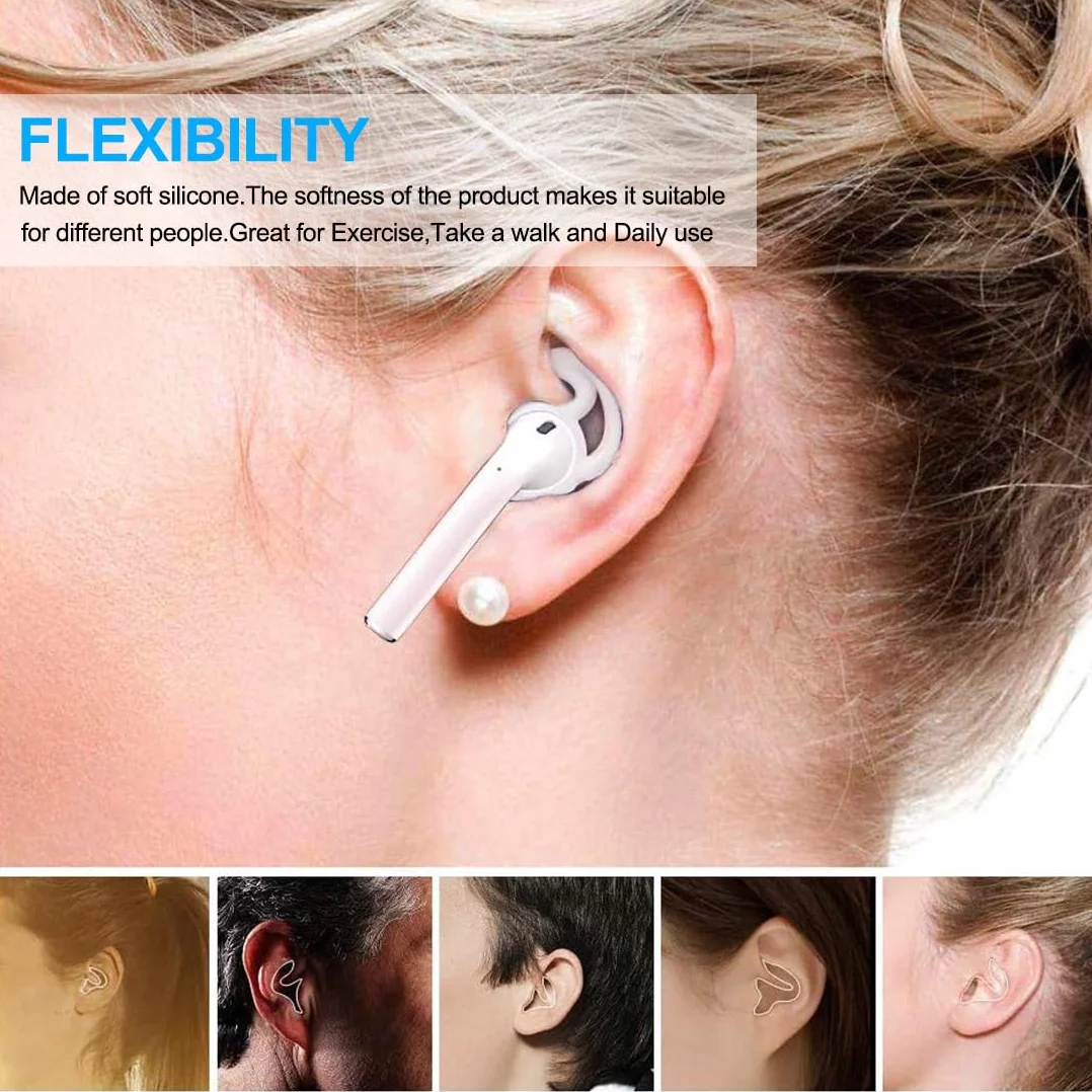Crochet d'oreille Remplaçable en Silicone Souple Compatible avec AirPods, Antidérapant et Anti-Perte, Accessoire Écouteur Multicolore