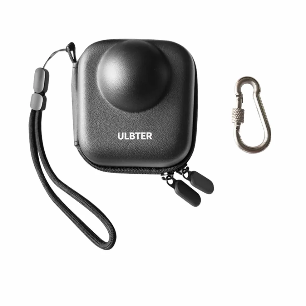 ULBTER Mini étui pour appareil photo GoPro Max 2 avec mousqueton acier inoxydable et dragonne