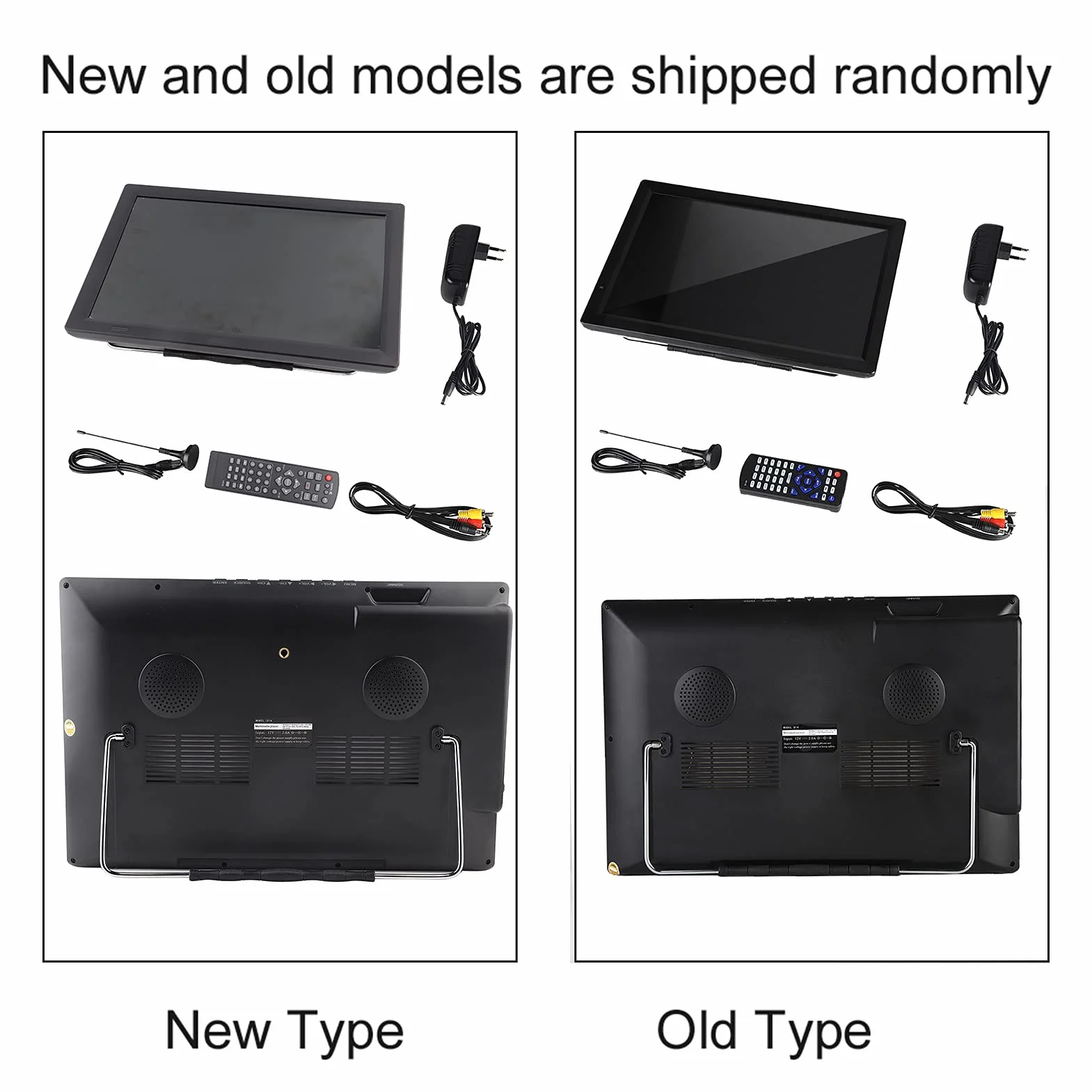 ASHATA Téléviseur Numérique pour Voiture LCD 14 Pouces,Mini-téléviseur Numérique HD 1080P avec 2 Haut-parleurs Stéréo,Téléviseur Portable avec Tuner Haute Sensibilité/Plusieurs Sources Externes