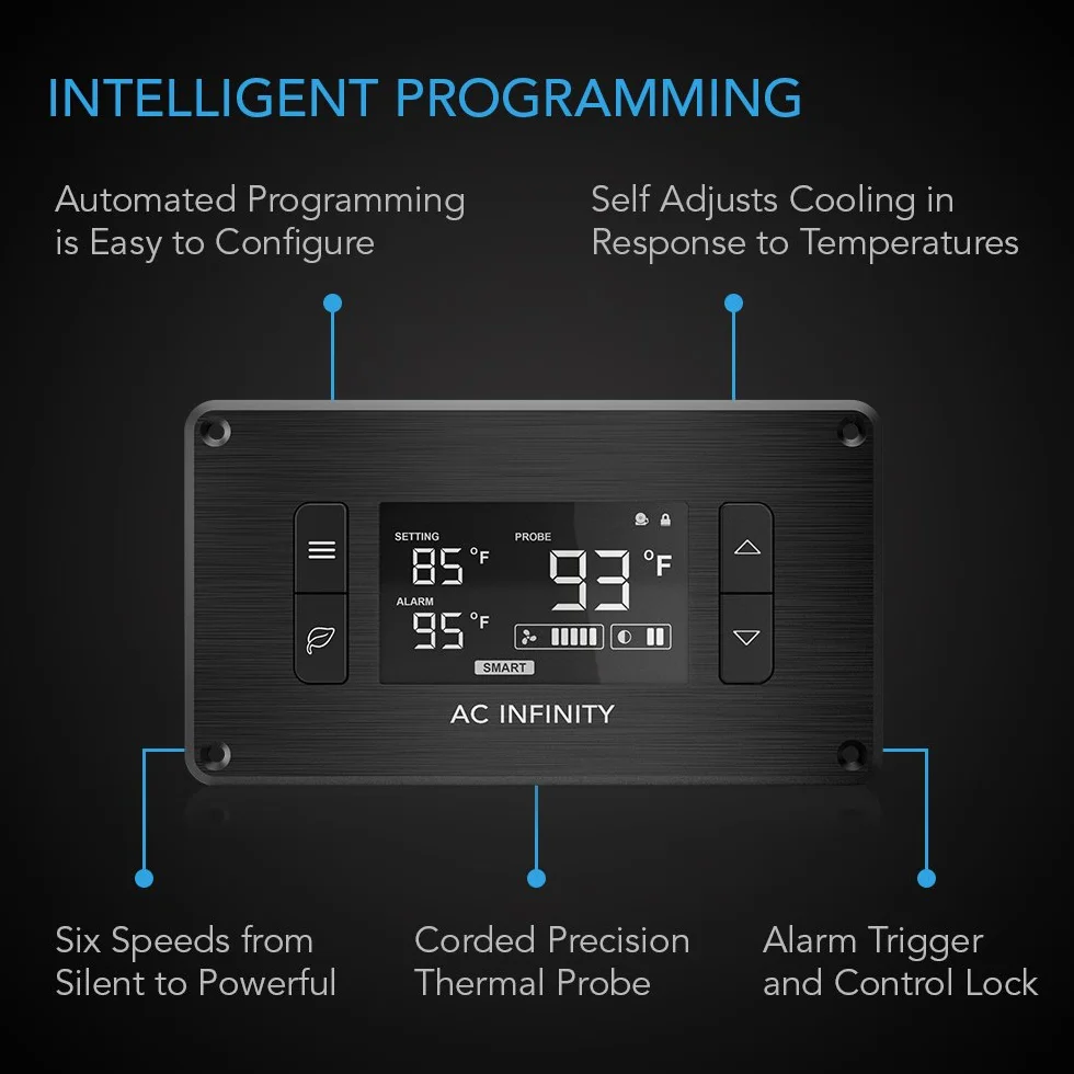 AC Infinity Airplate T7 Quiet Cooling Fan with Thermostat Control for Home Theater AV Cabinets