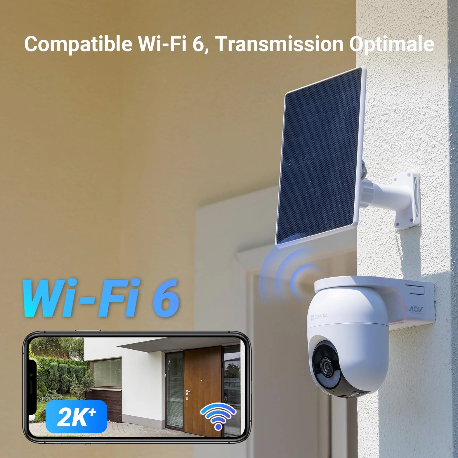 EZVIZ CB8 Lite 4MP+5W Caméra Extérieure sans Fil 2K+ WiFi 6 PT avec Détection de Personnes et Véhicules