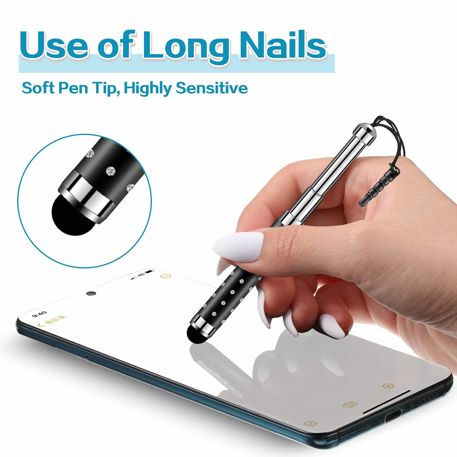 Weewooday 5 Stylets pour Écran Tactile Stylet Tactile capacitif Rétractables Stylo Capacitif Universel pour la Plupart des Appareils Intelligents, Téléphones