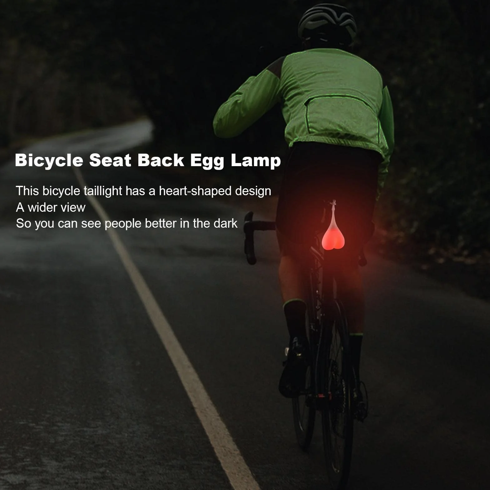 Hankaw Heart-Shaped Lumière Silicone Boules Feu Arrière LED Vélo Étanche