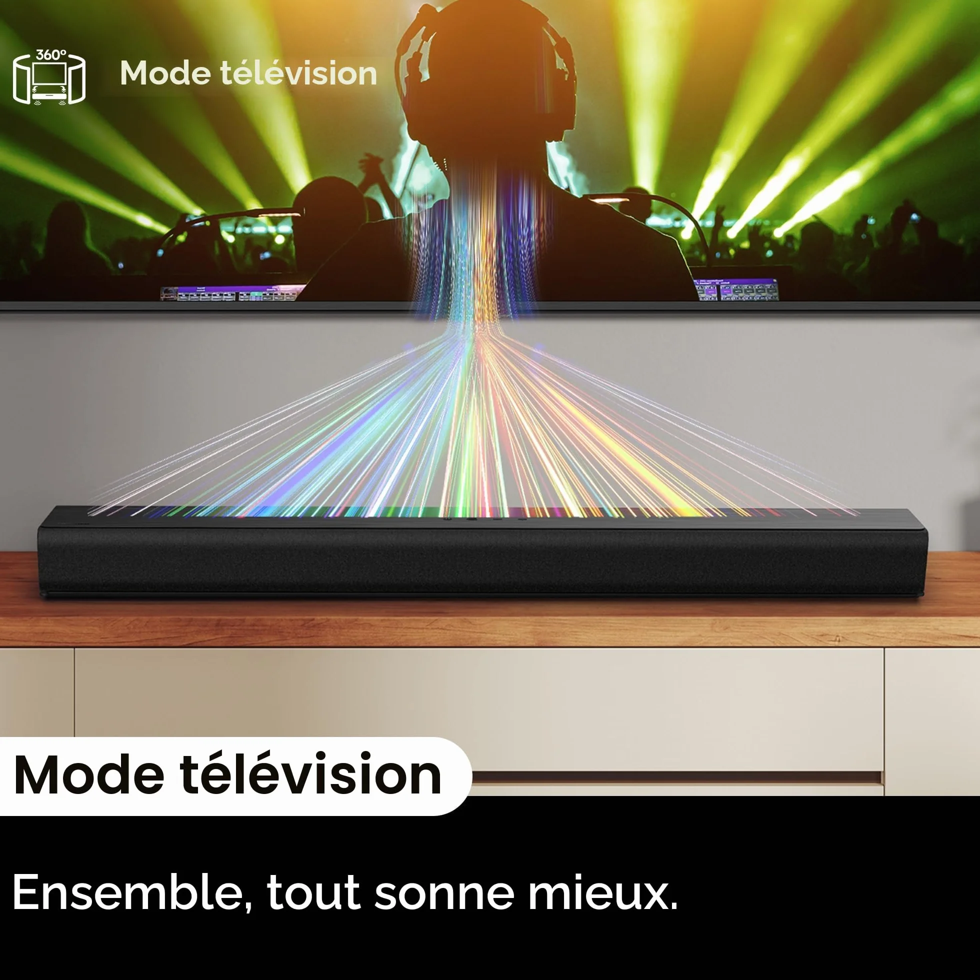 Hisense HS1000 Barre de Son 2.0 CH 120W Dolby Audio DTS Virtual:X Bluetooth 5.3 HDMI Arc Noir
